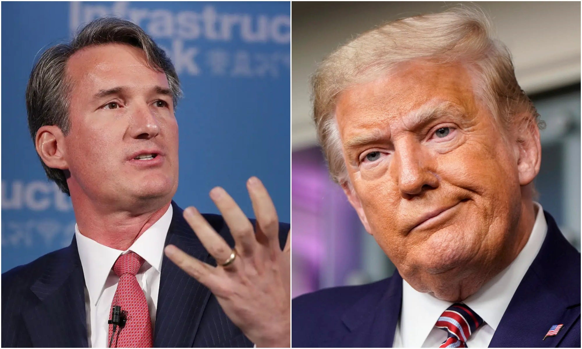 GOP gubernatorial candidate Gregg Youngkin (L), Former President Donald Trump (R).