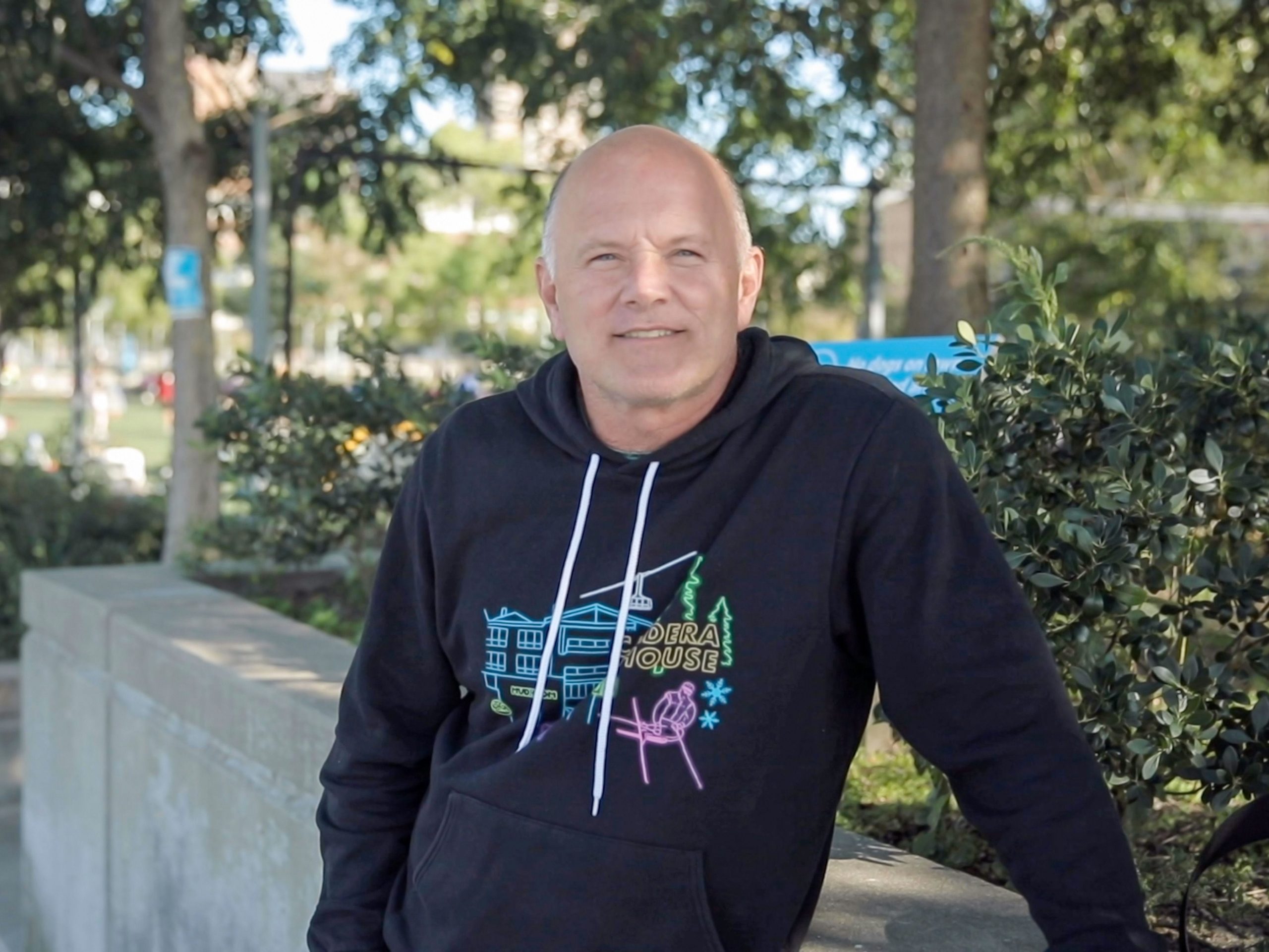 In this screengrab, Mike Novogratz poses in front of the camera wearing a black hoodie in a park on October 21, 2020.