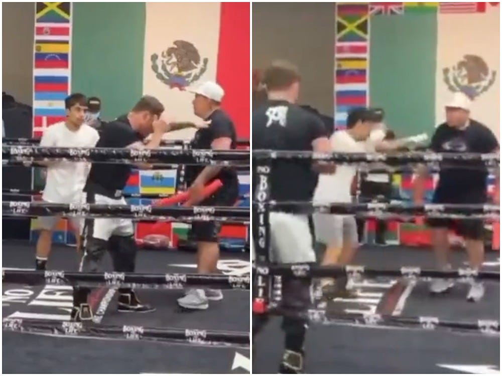 Manny Pacquiao's son training in the same gym as Saul 'Canelo' Alvarez.