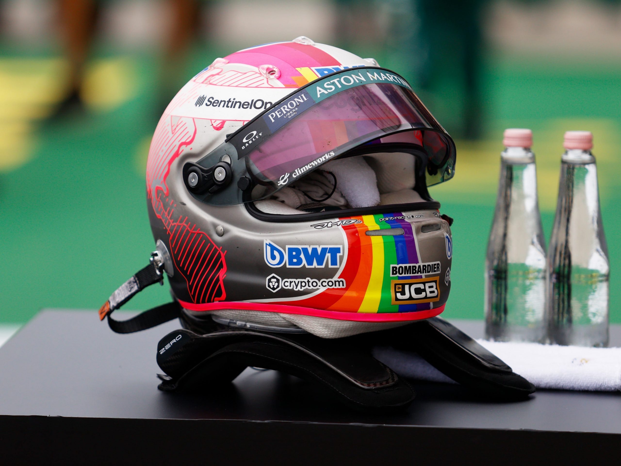 Sebastian Vettel's helmet for the Hungarian Grand Prix.