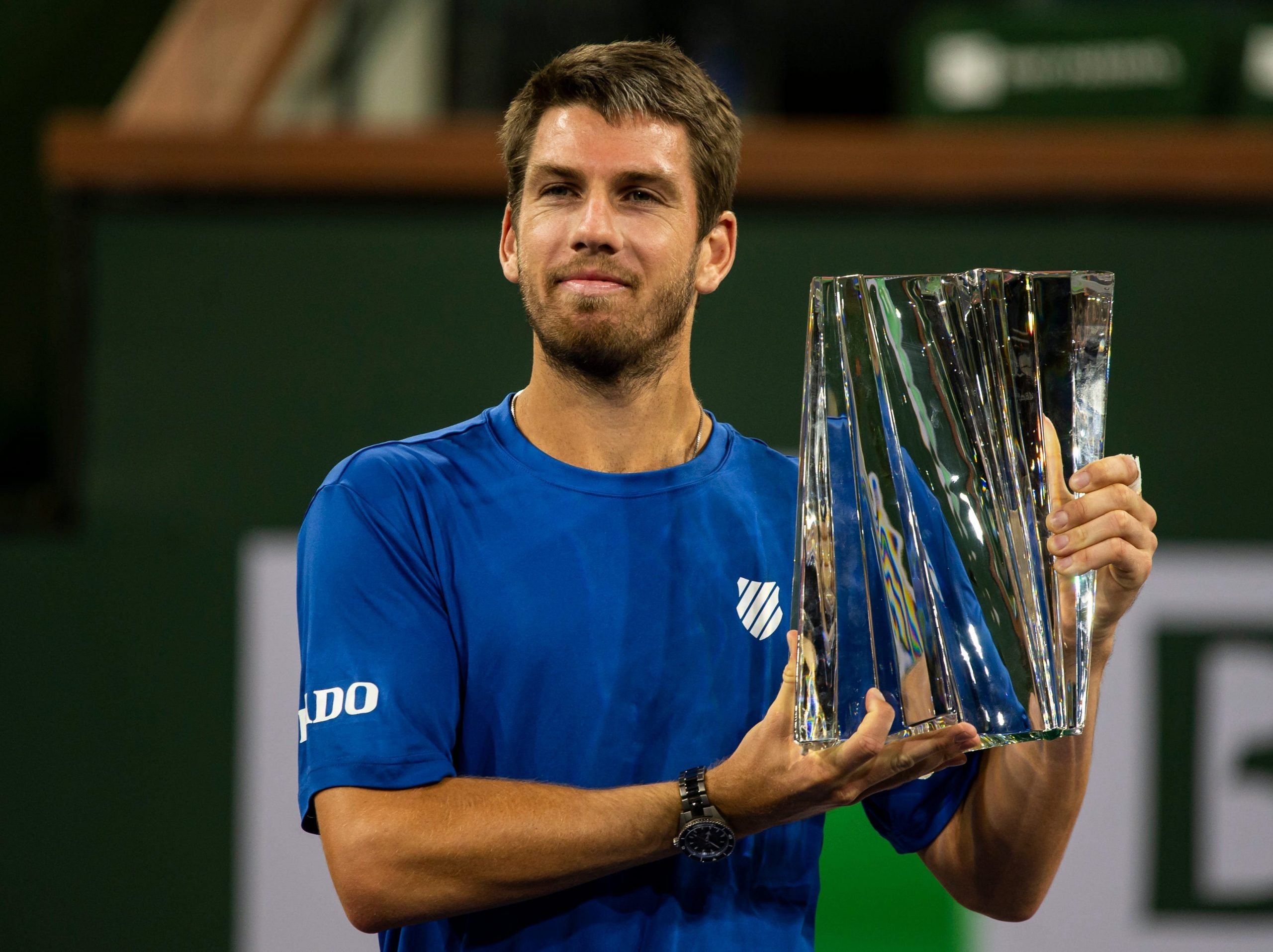 Cameron Norrie holds the Indian Wells trophy