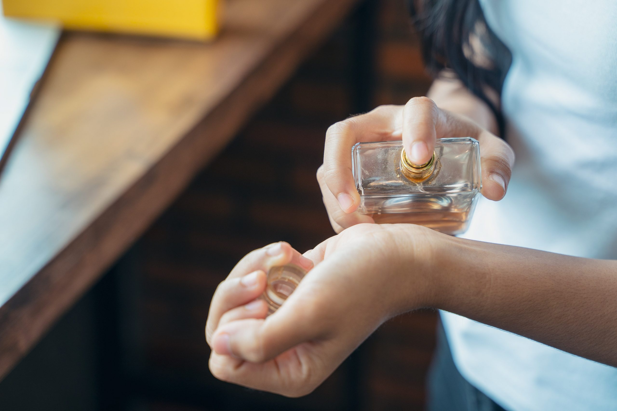 applying perfume