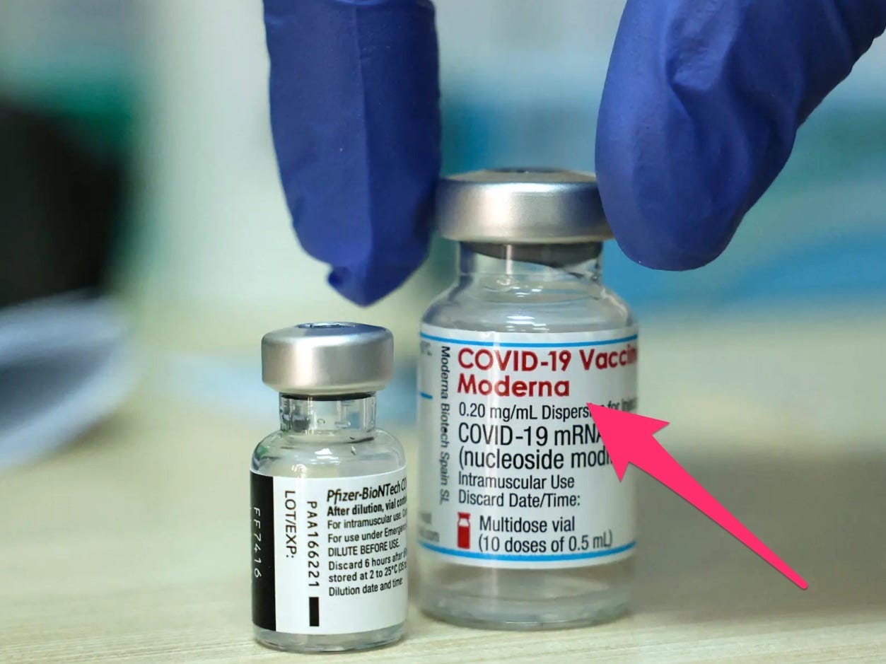 Pfizer and Moderna vaccine vials