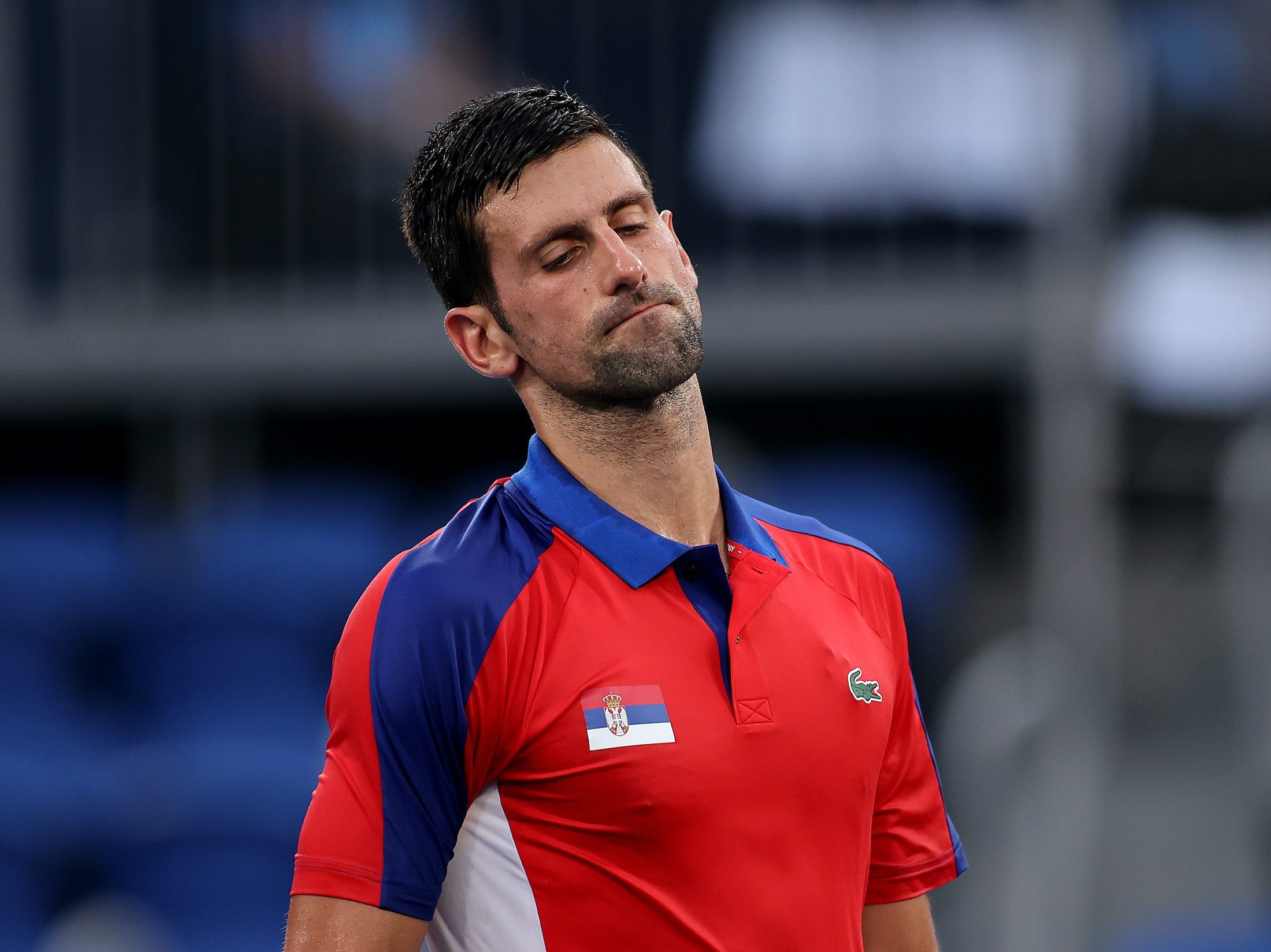 Novak Djokovic during his Olympic semifinal defeat.