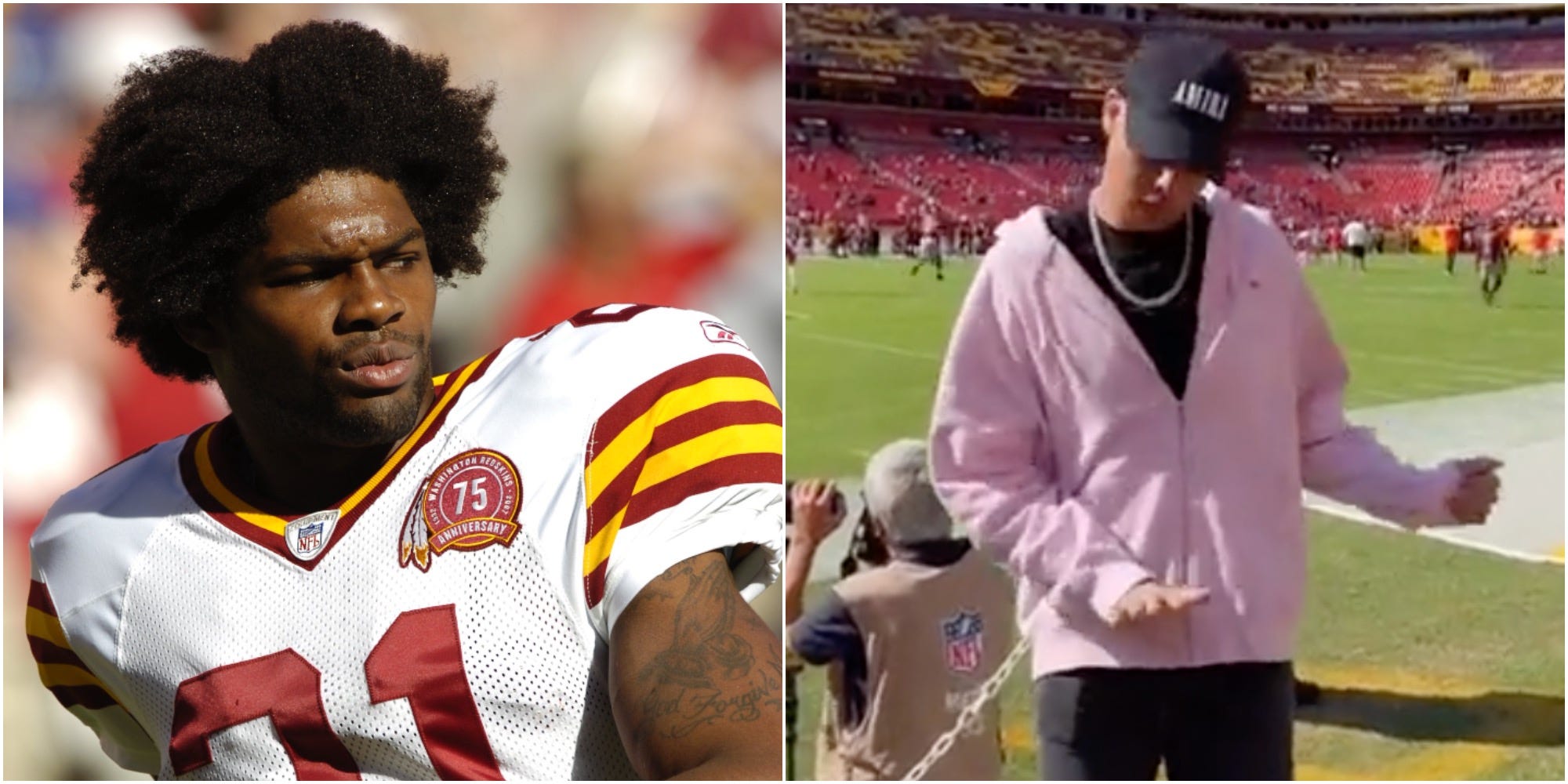 Sean Taylor, Jackson Mahomes during a memorial to Taylor