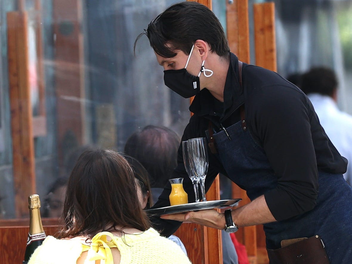 A waiter in San Francisco, California.