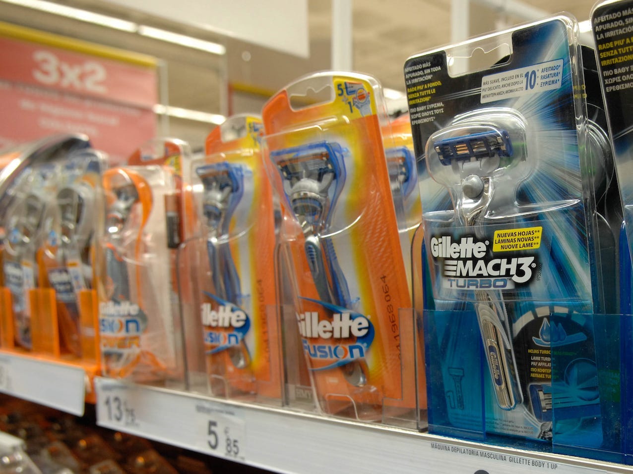 Gilette Razors on a shelf