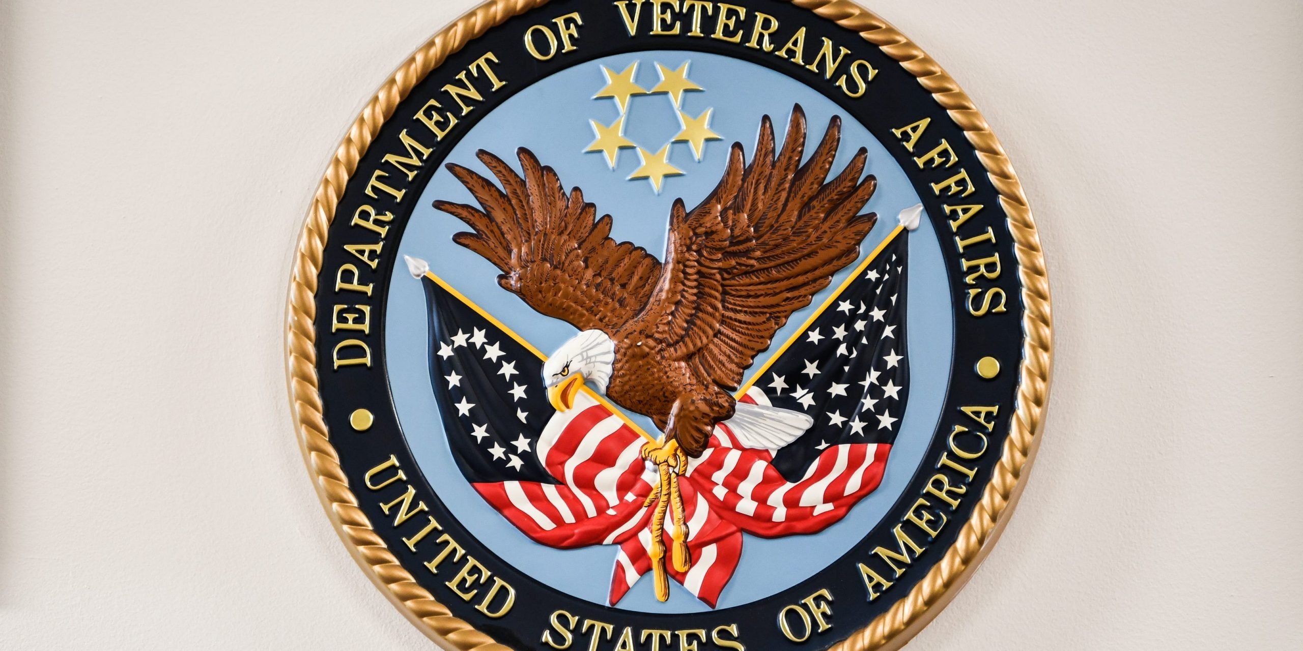 A logo of the U.S. Department of Veterans Affairs is seen on Friday, September 8, 2017, at the Department of Veterans Affairs office in Washington, D.C.