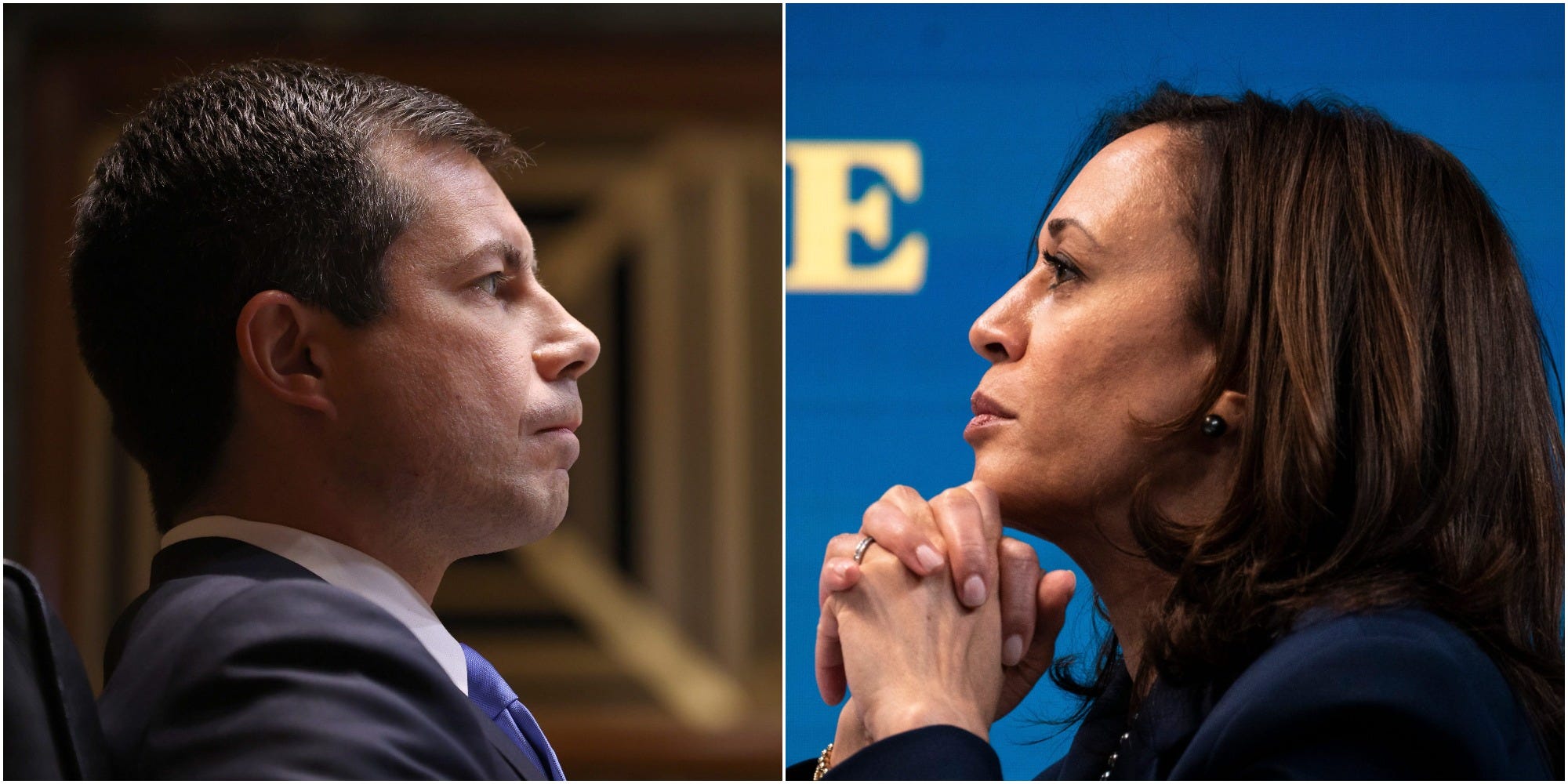 Pete Buttigieg and Kamala Harris