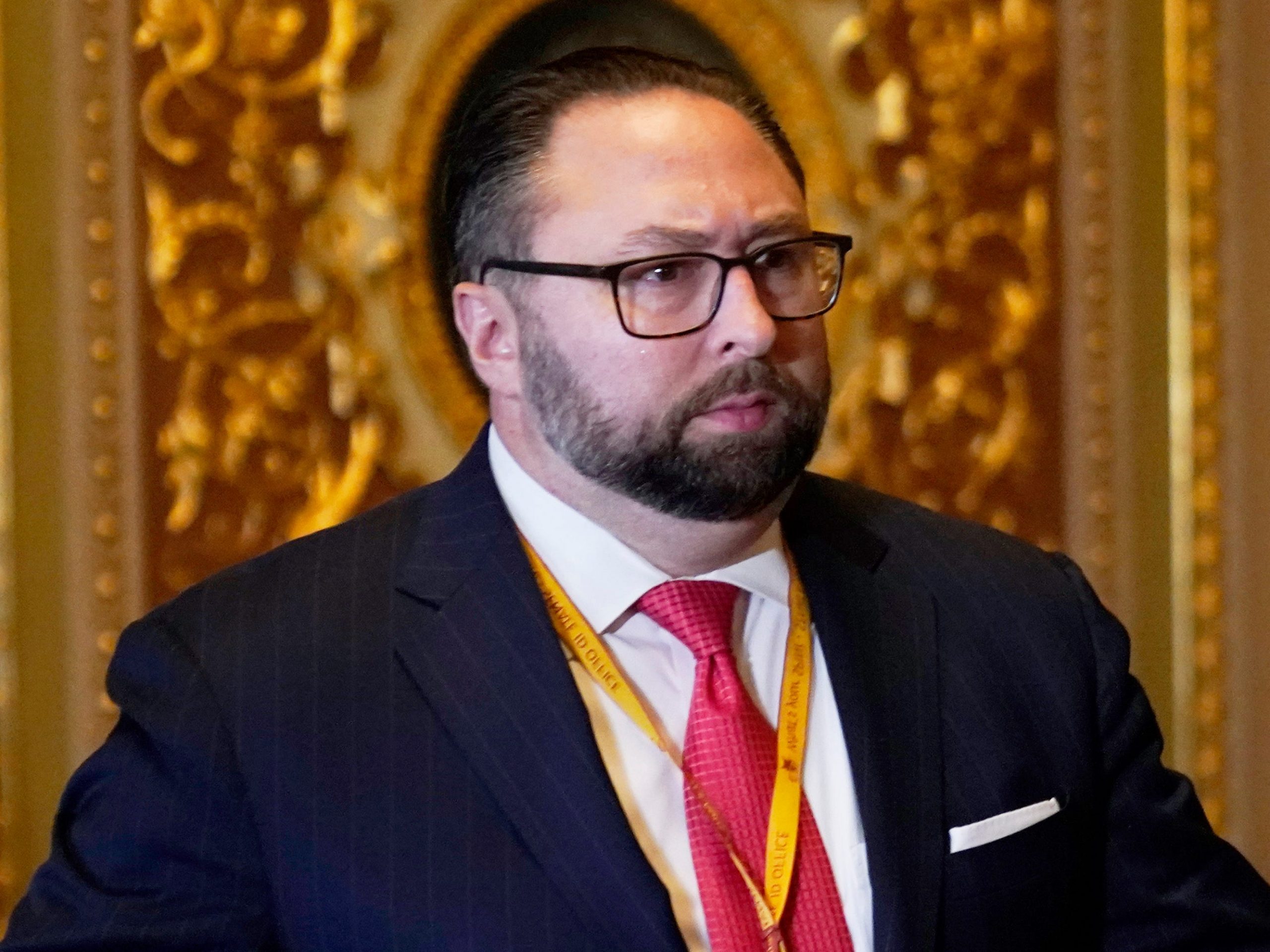 Jason Miller, Senior Adviser to the Trump 2020 re-election campaign, appears for the second impeachment trial of former President Donald Trump in the Senate, at the Capitol in Washington, on Feb. 9, 2021.