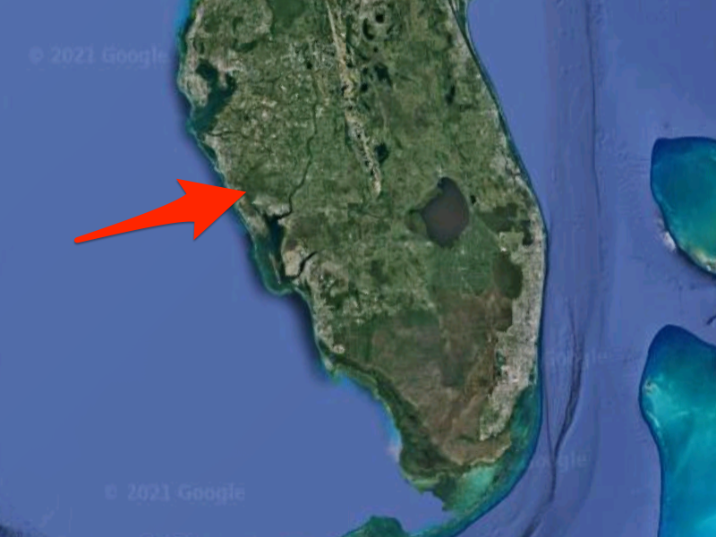 The location of the human remains found in Florida.