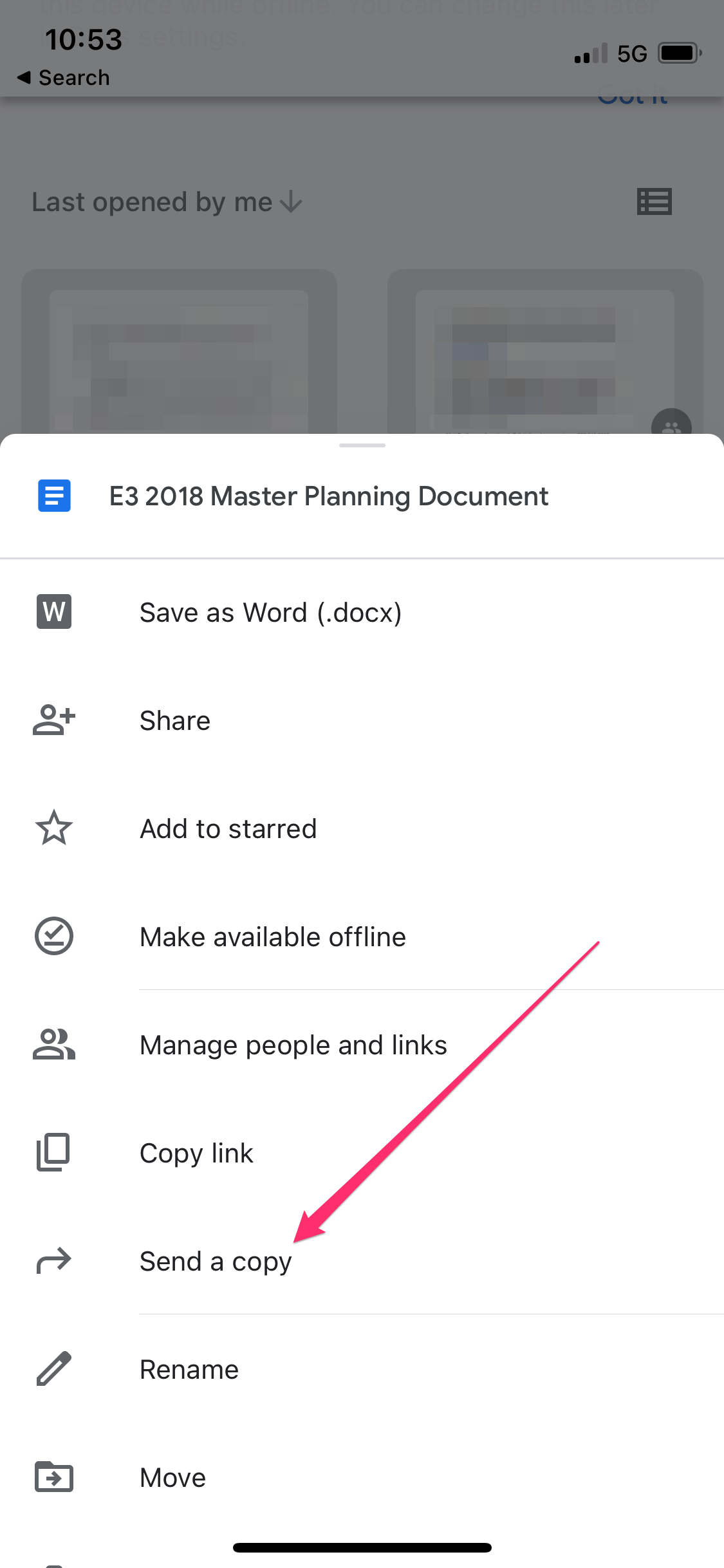 google docs app menu