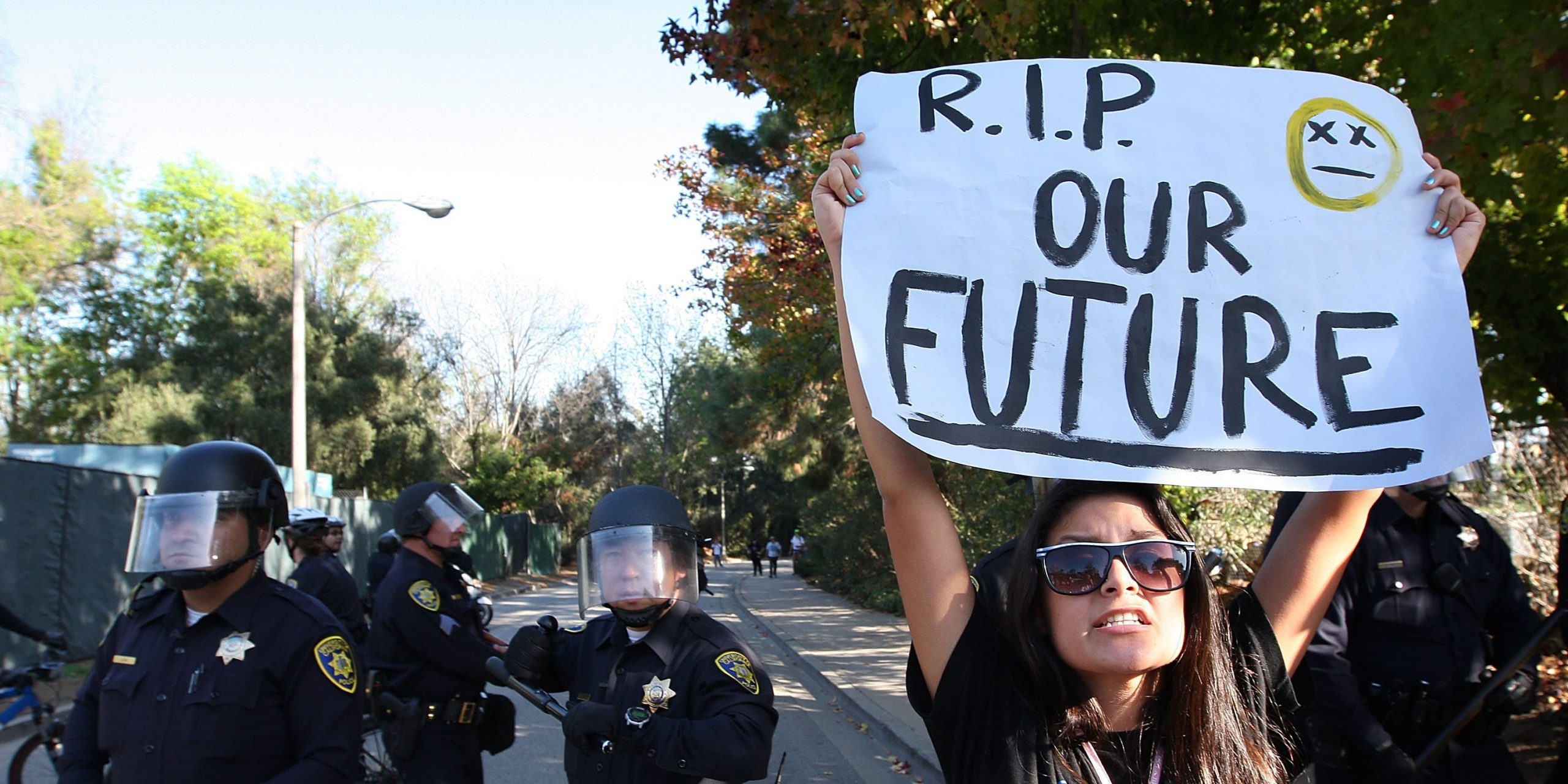 Students at UCLA protest a hike in their tuition cost.