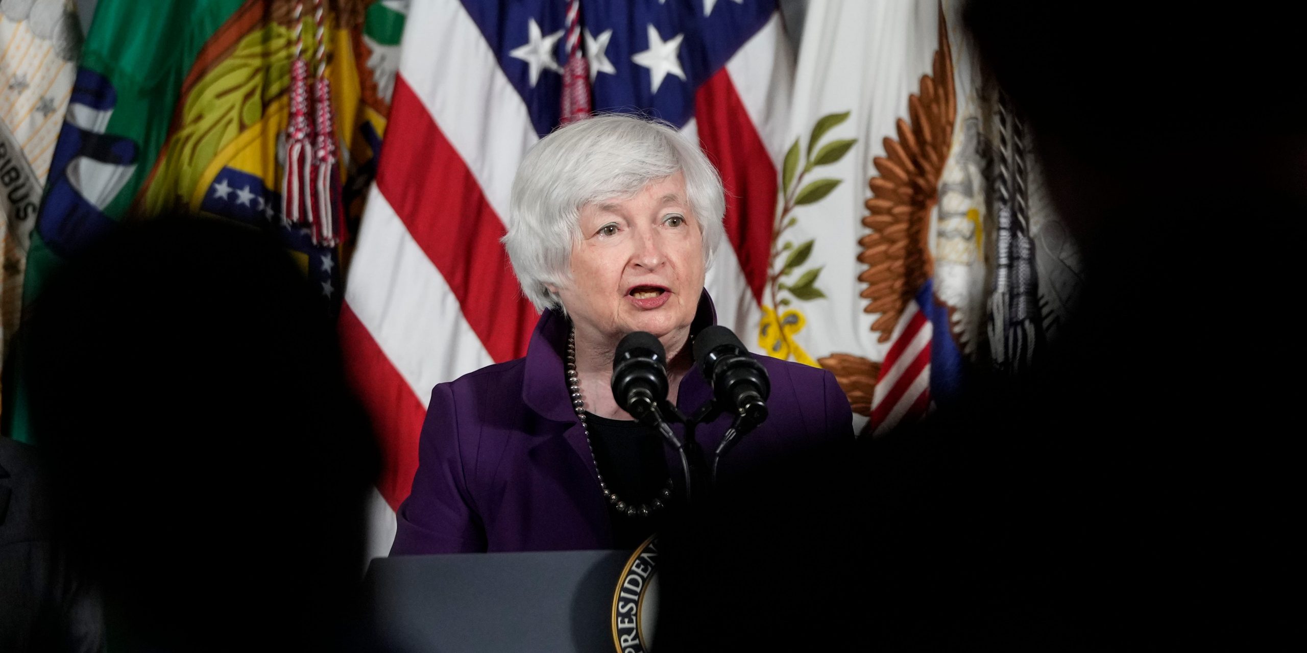 Treasury Secretary Janet Yellen speaks during an event at the US Department of the Treasury on September 15, 2021 in Washington, DC.
