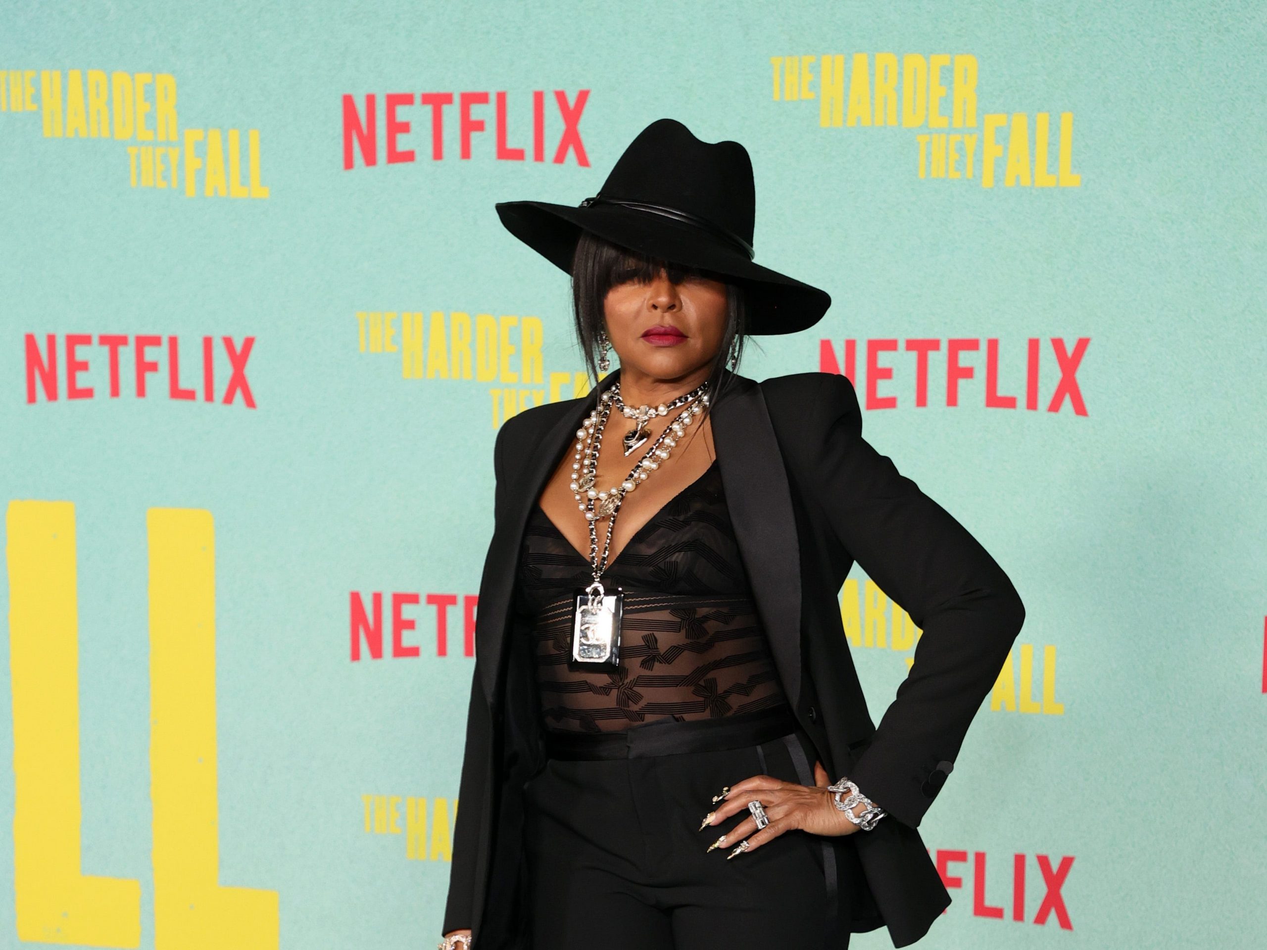 Taraji P. Henson wearing black outfit.