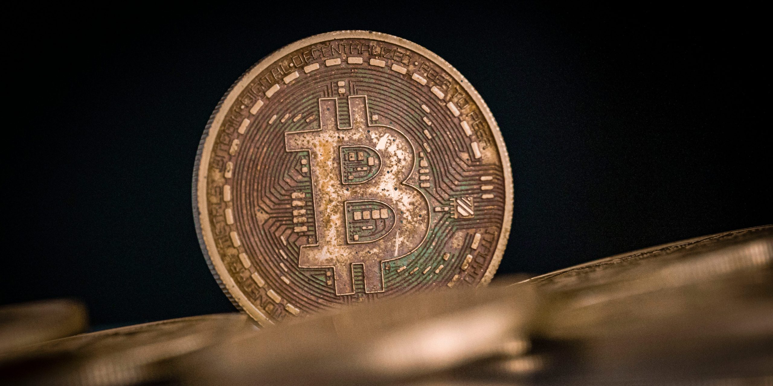 A rusty bitcoin coin stands on a table on September 14, 2020 in Berlin, Germany.