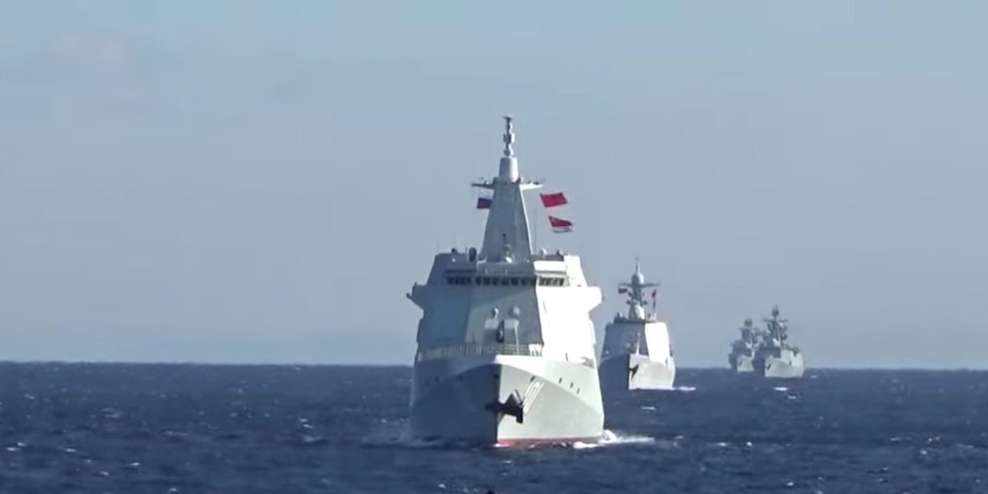 Russia China navy ships patrol in Pacific Ocean