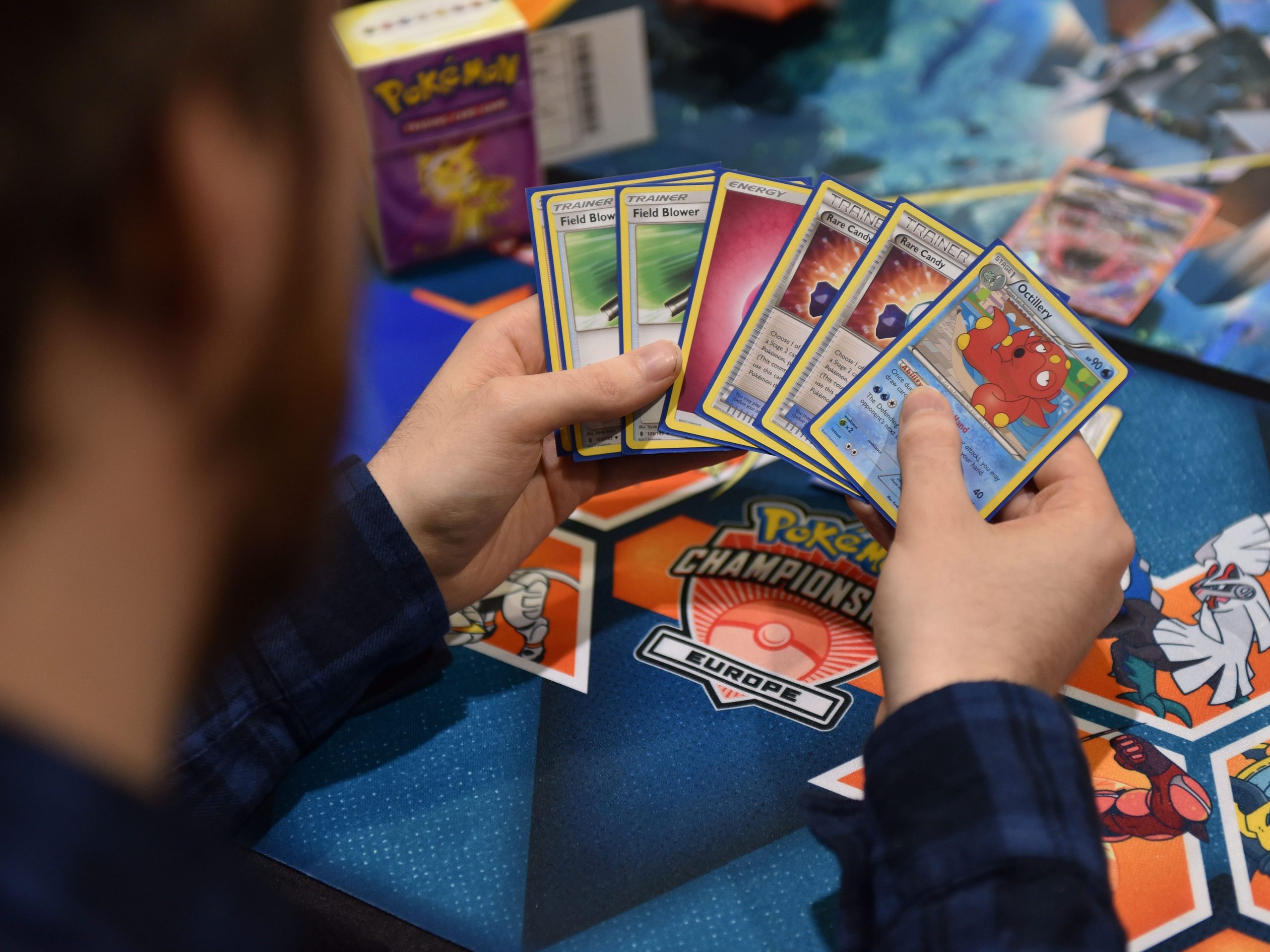 Attendees compete at the Pokemon European International Championships at ExCel on November 17, 2017 in London, England