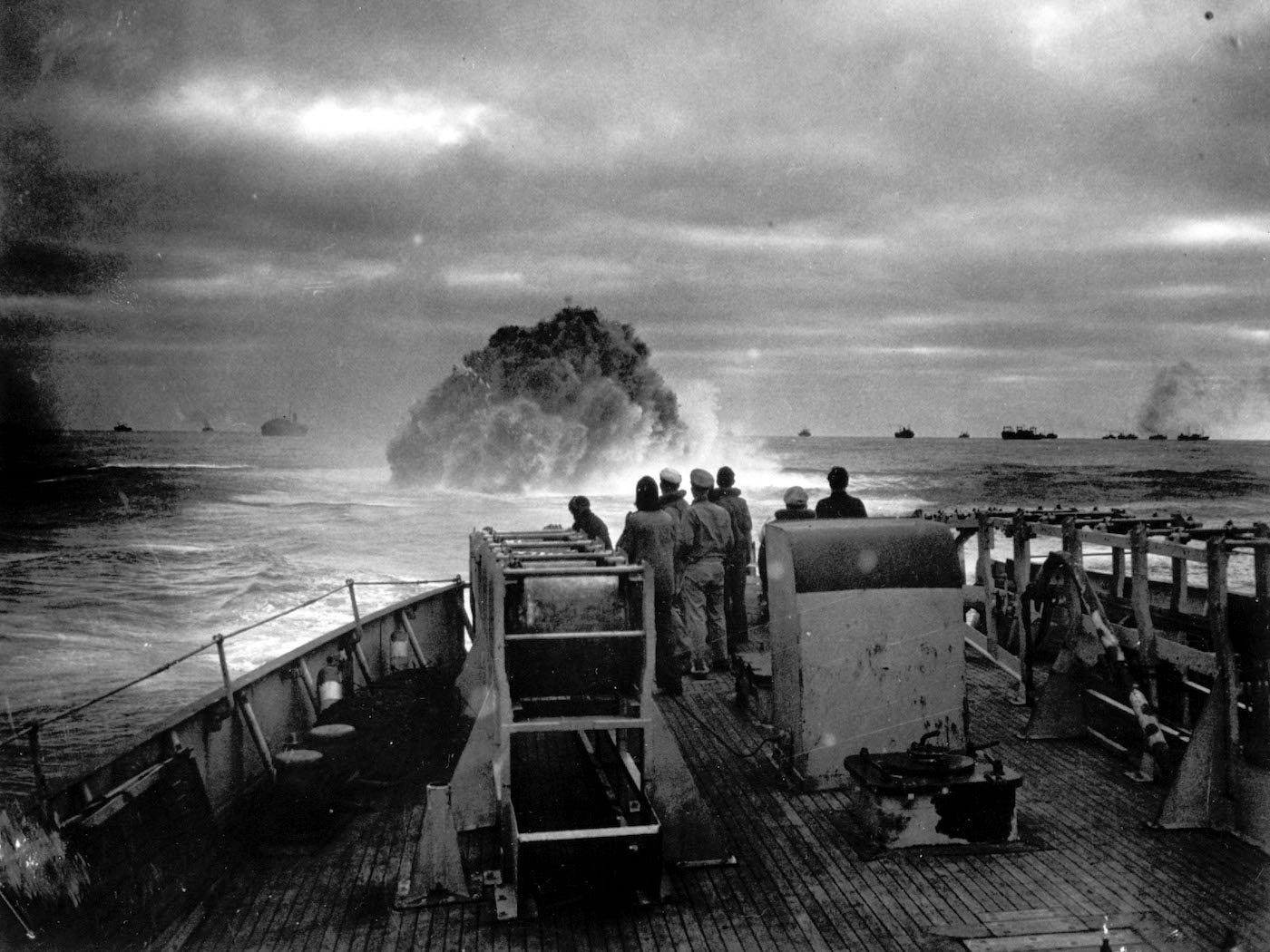 US Coast Guard Navy World War II WWII convoy submarine depth charge
