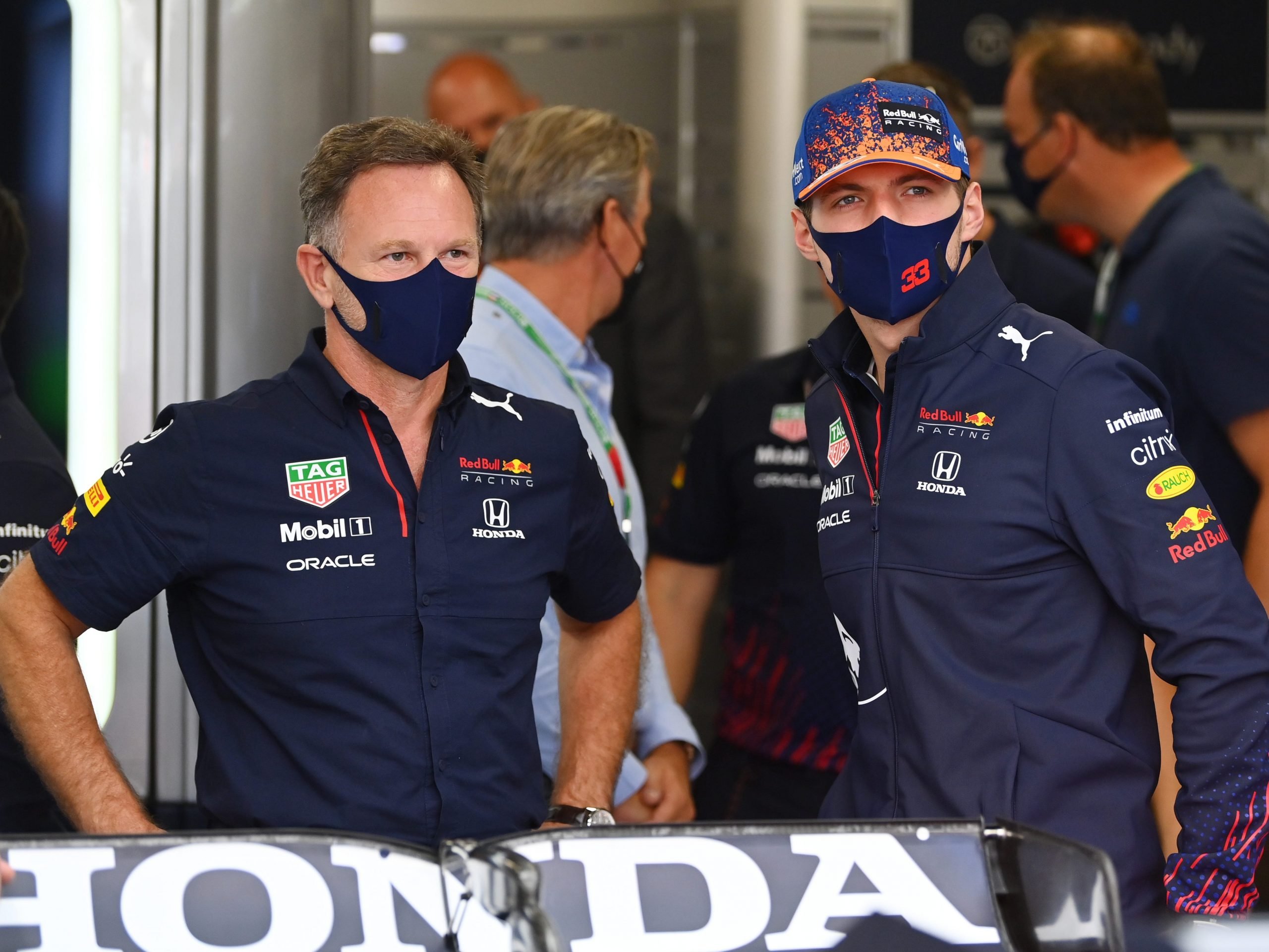 Christian Horner and Max Verstappen