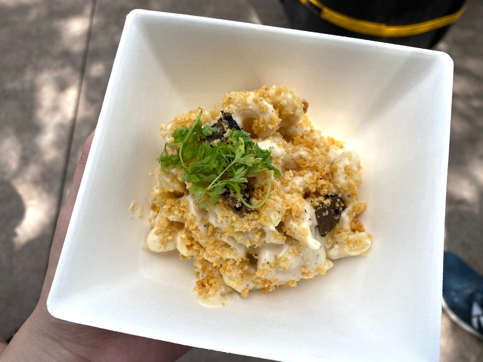 A plate of truffle mac 'n' cheese at Disney World's Epcot Food & Wine Festival.