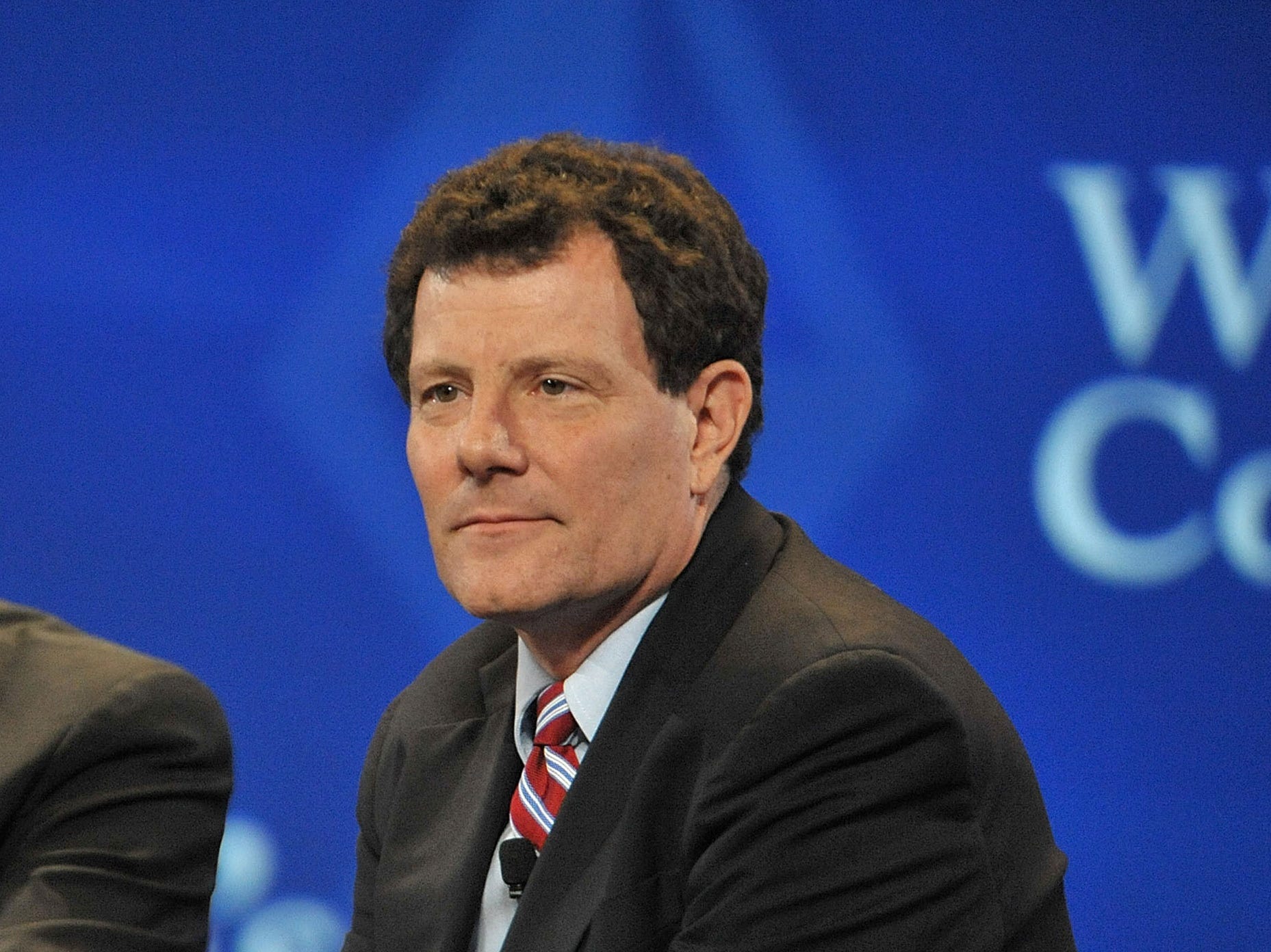 Co-Founder and Chairman of Nike, Phil Knight and New York Times Columnist, Nick Kristof appear on day 3 of Maria Shriver's Women's Conference 2010 at the Long Beach Convention Center on October 26, 2010 in Long Beach, California.