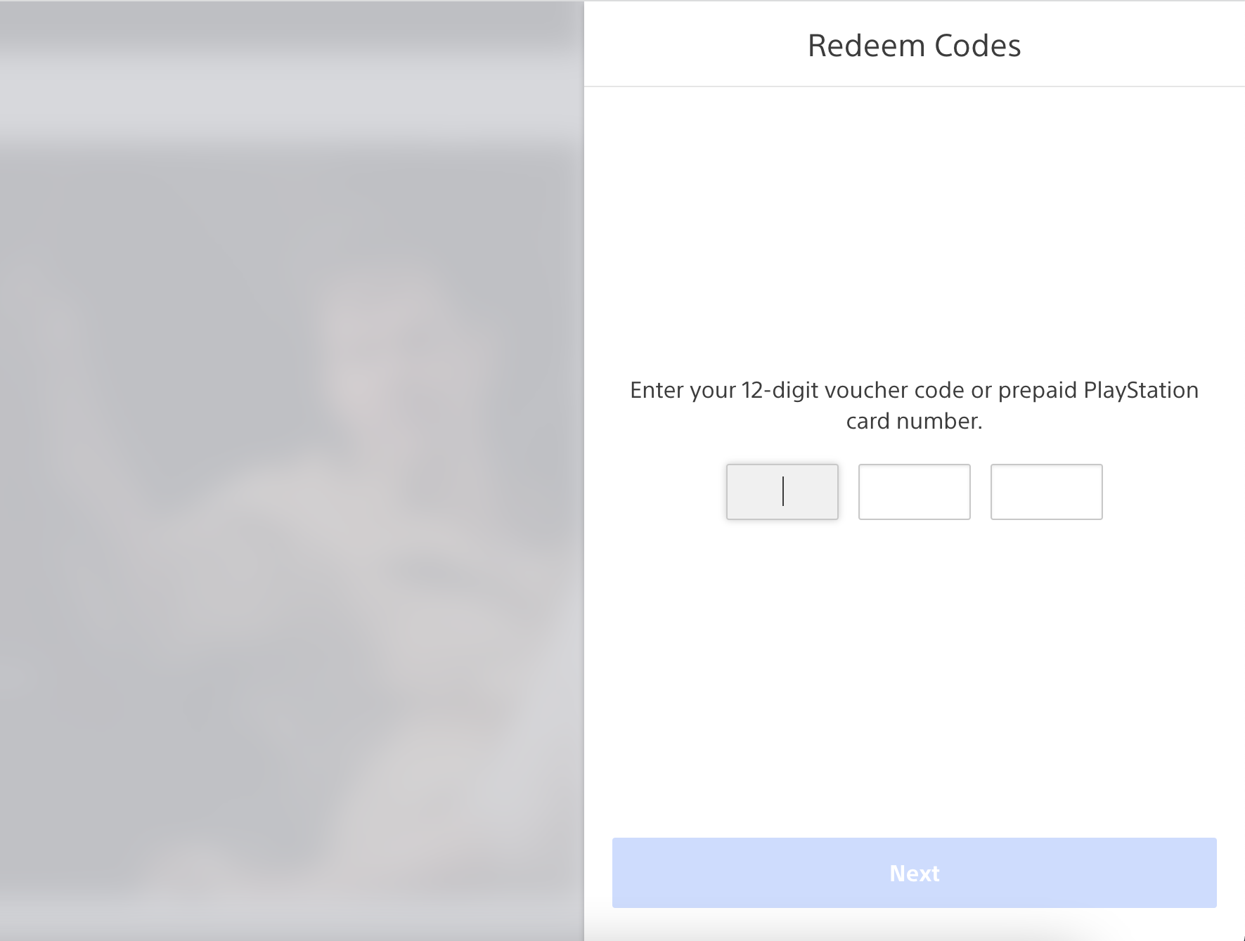 Screenshot of the code redemption pop-up on the PlayStation site
