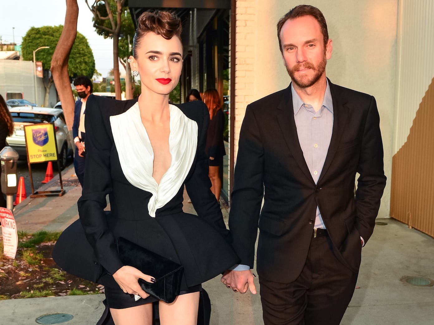 Lily Collins and her husband Charlie McDowell in Los Angeles, California.