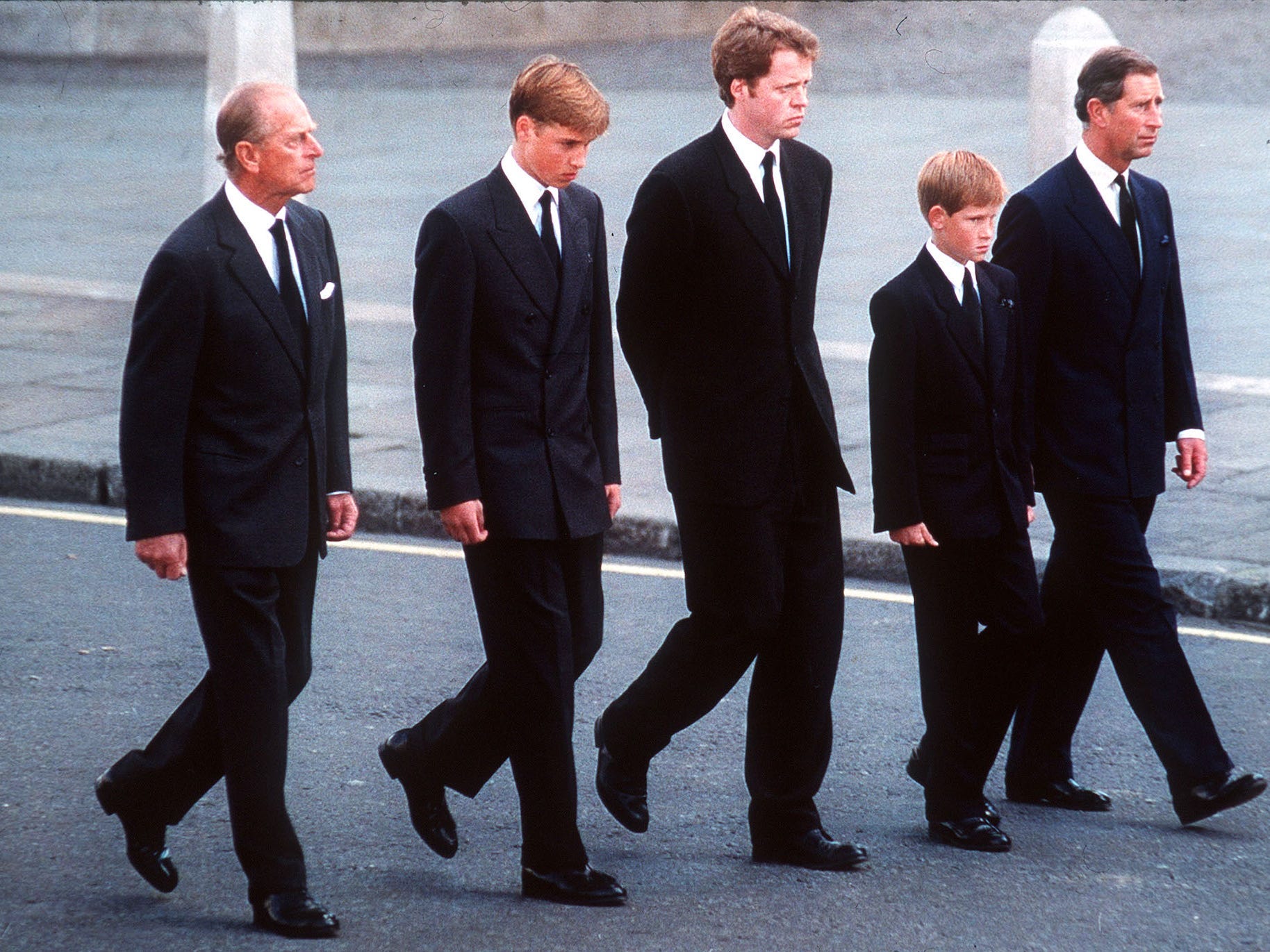 Prince Harry, Prince William at Princess Diana's funeral