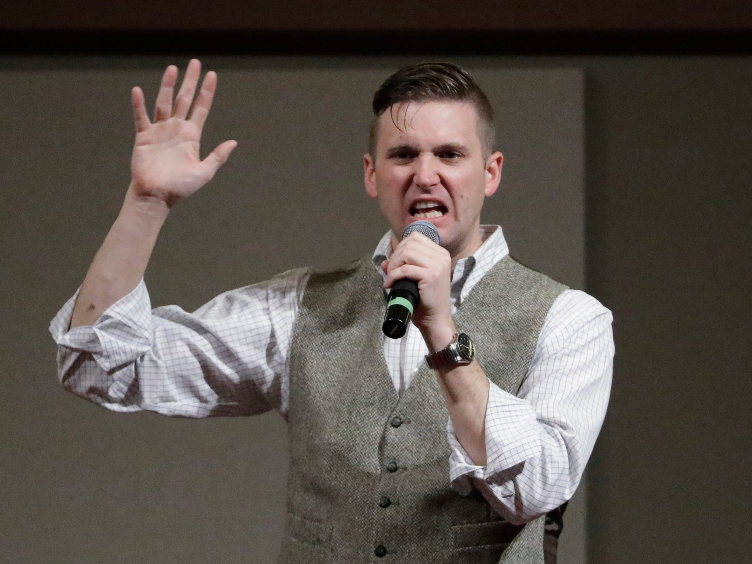 Richard Spencer giving his opening statement in court on October 28, 2021