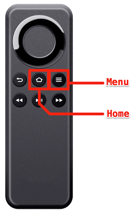 The Basic Amazon Fire TV remote, with the Menu and Home buttons labeled.