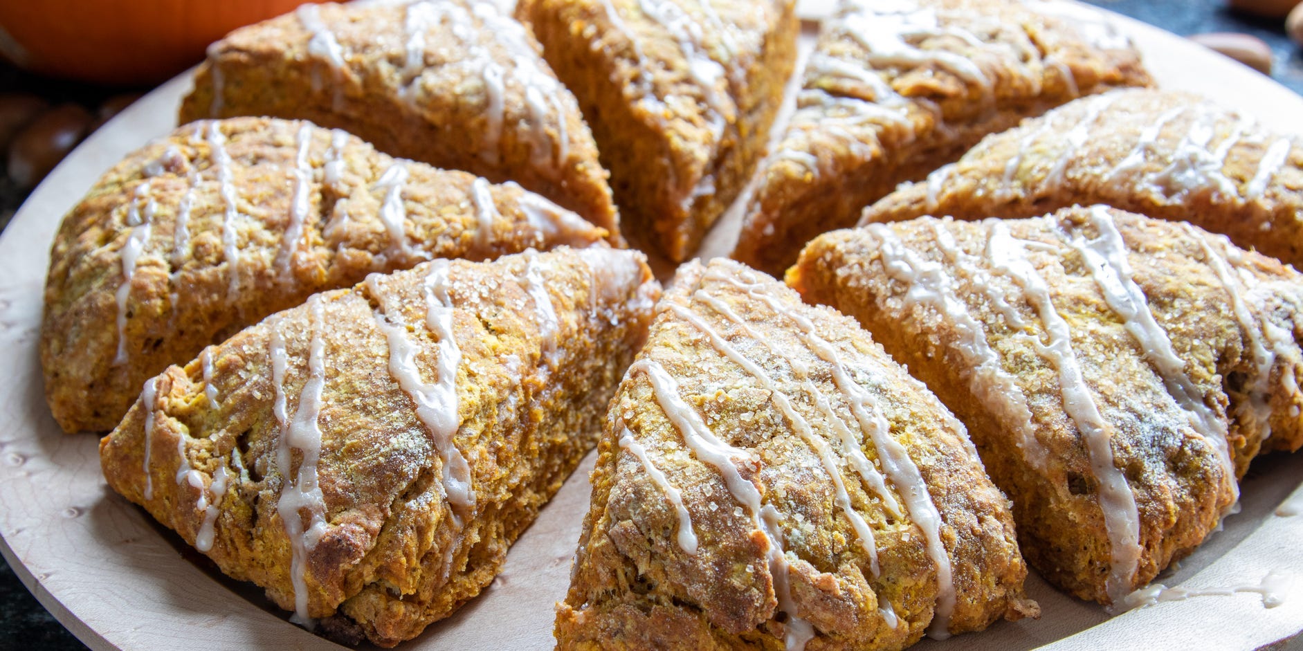 A plate of pumpkin scones.