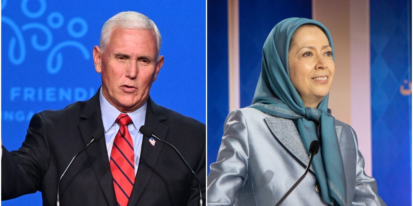 Former Vice President Mike Pence and Mujahedin-e Khalq leader Maryam Rajavi.