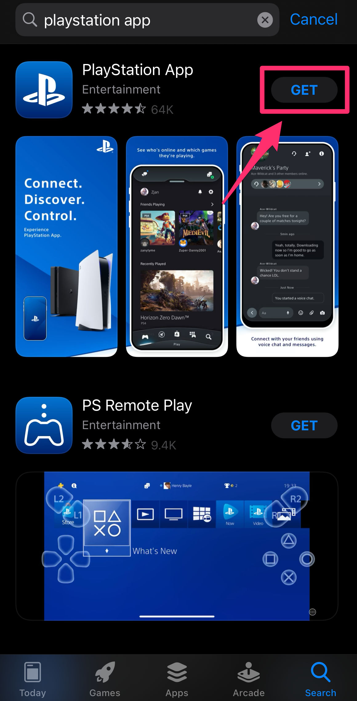 App store screenshot highlighting the PlayStation app