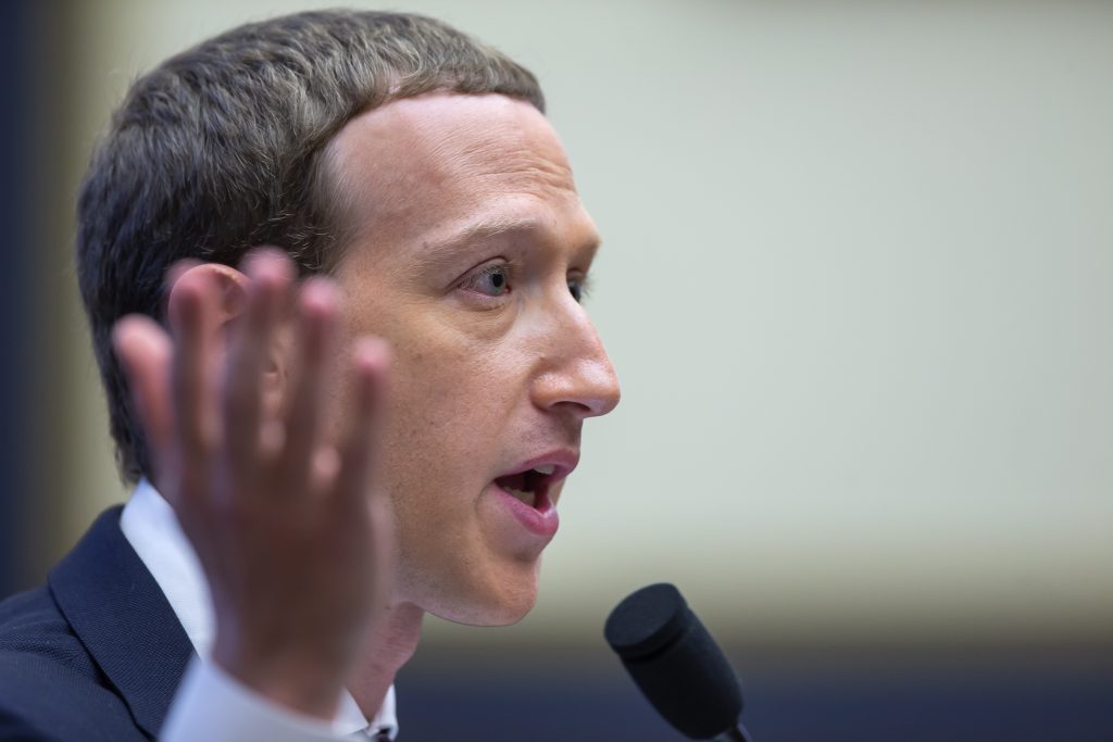 CEO Mark Zuckerberg van Facebook tijdens een hoorzitting in het Amerikaanse Huis van Afgevaardigden in 2019.