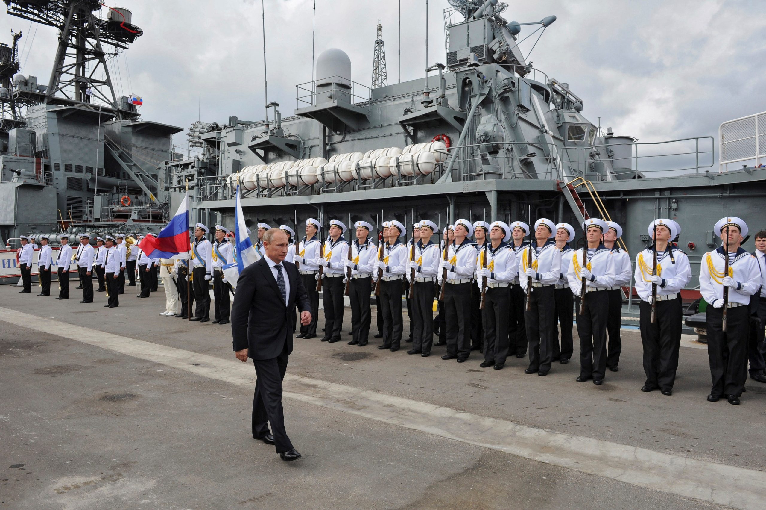 Putin Visits Warship Black Sea Russia
