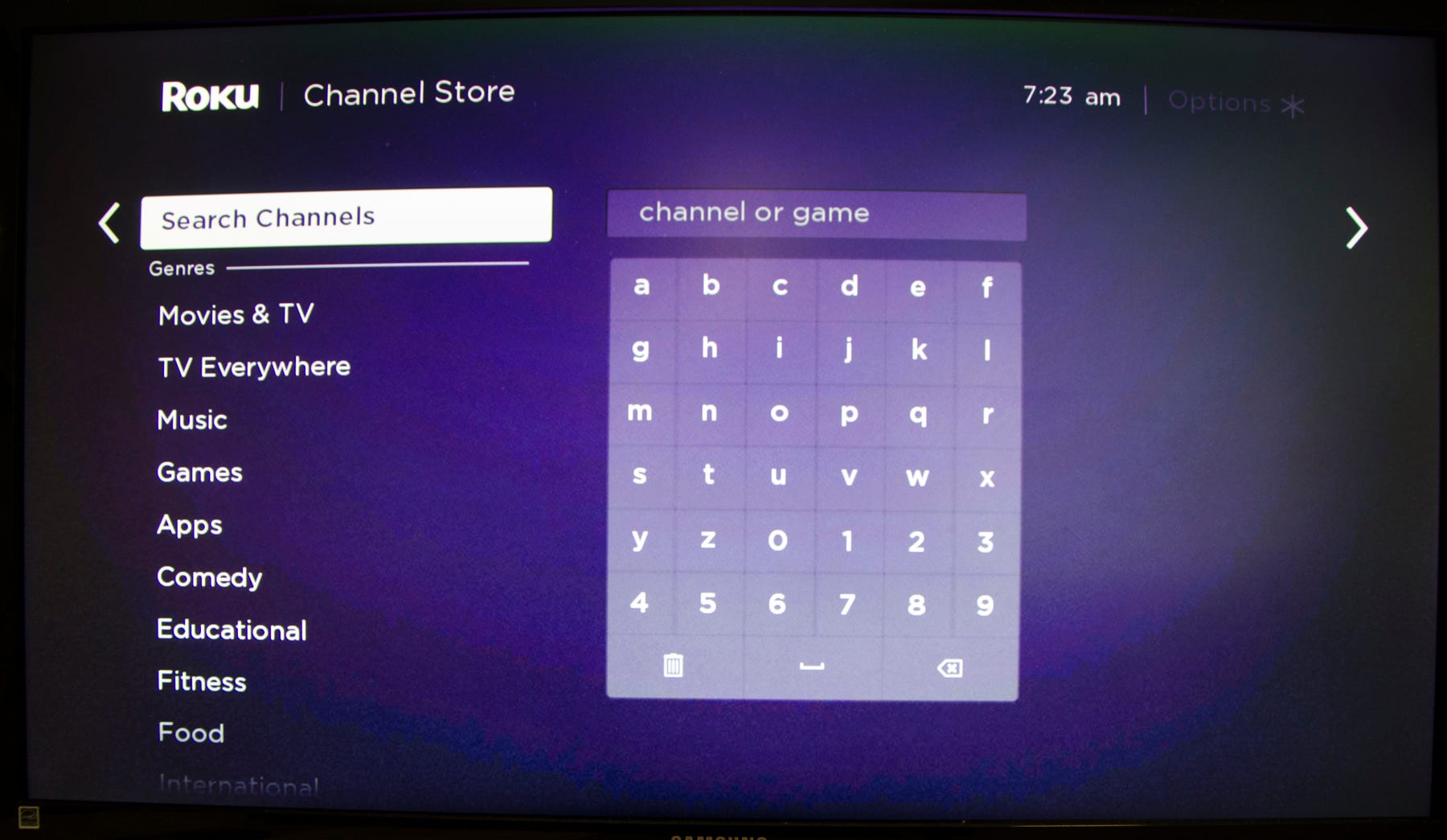 Screenshot of Roku search page