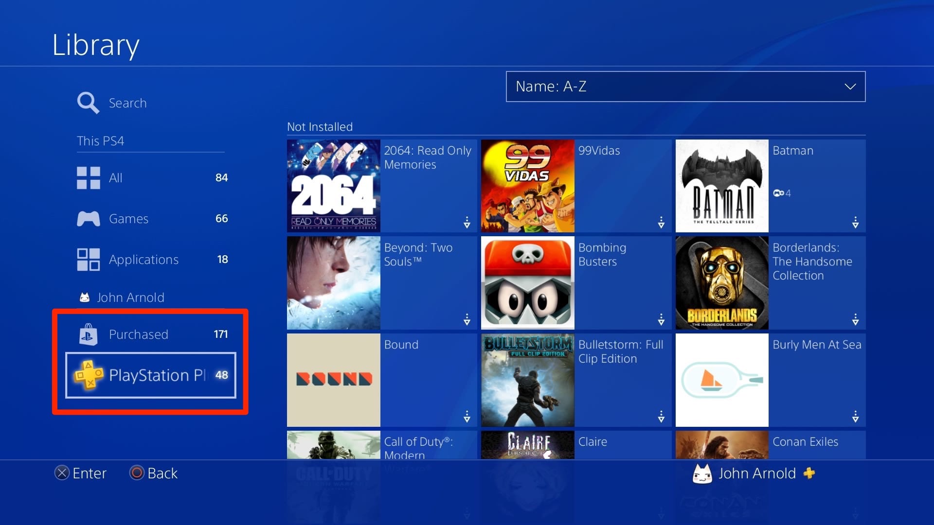 Screenshot of purchased option on PS4 screen