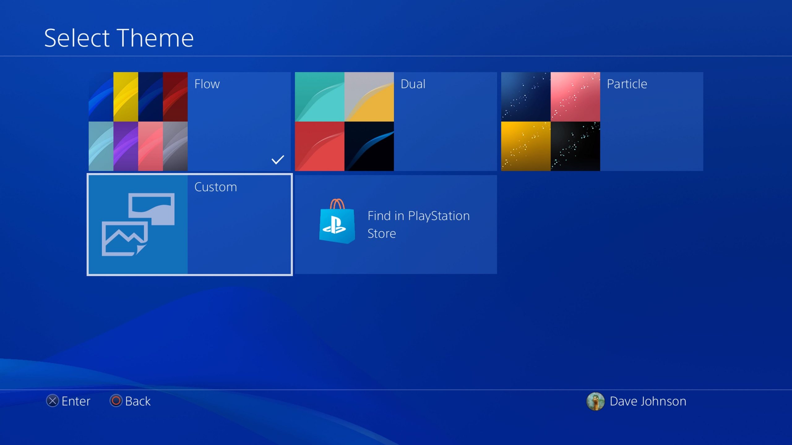 Screenshot of Select Theme page on PS4