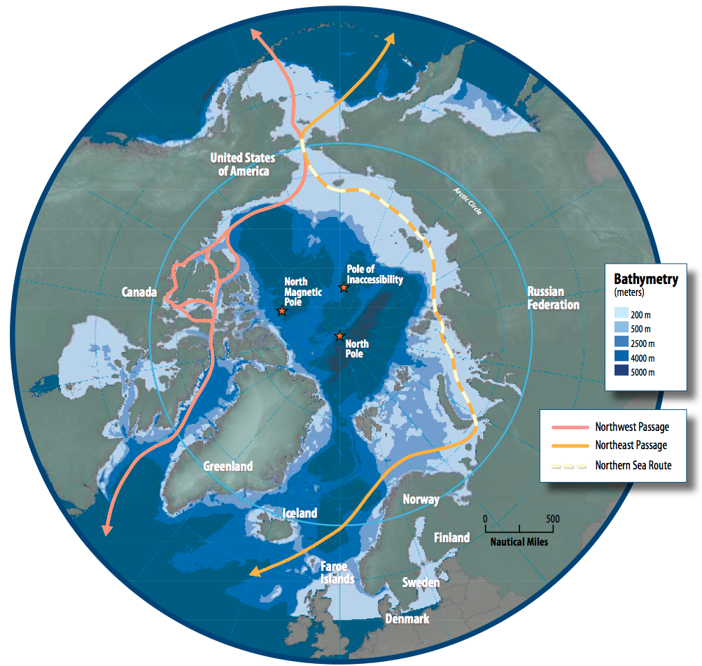 Arctic map Northern Northwest Northeastern sea routes