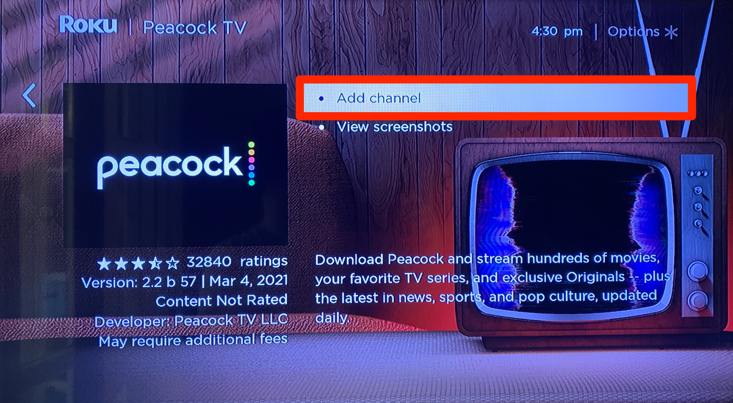 peacock roku