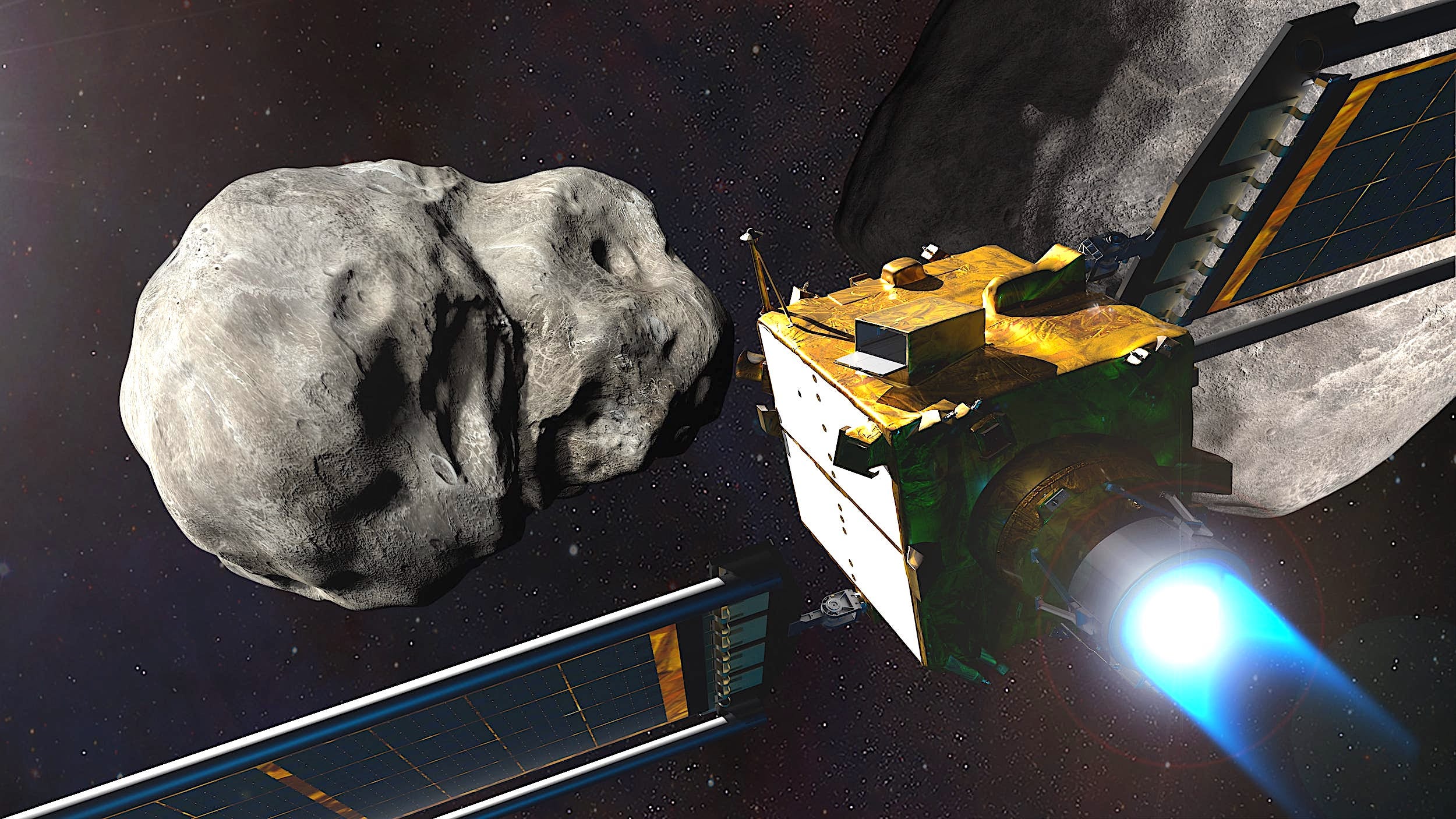 DART nasa mission approaching asteroid image edited for thumbnail