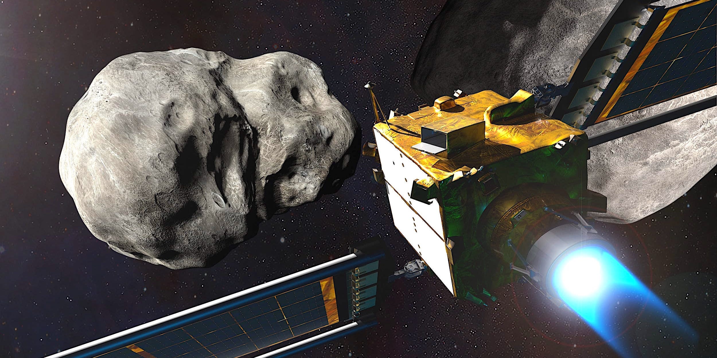 DART nasa mission approaching asteroid image edited for thumbnail