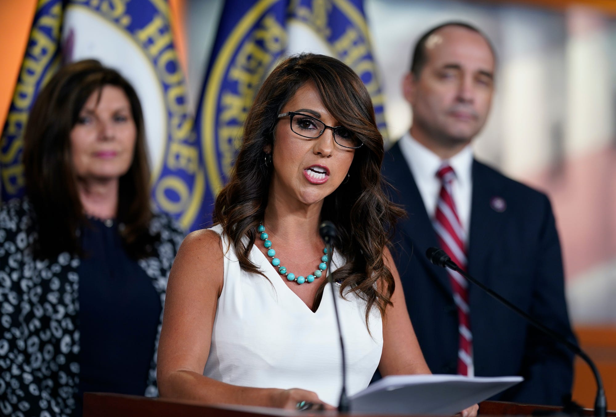 Rep. Lauren Boebert speaks at a press conference on Capitol Hill