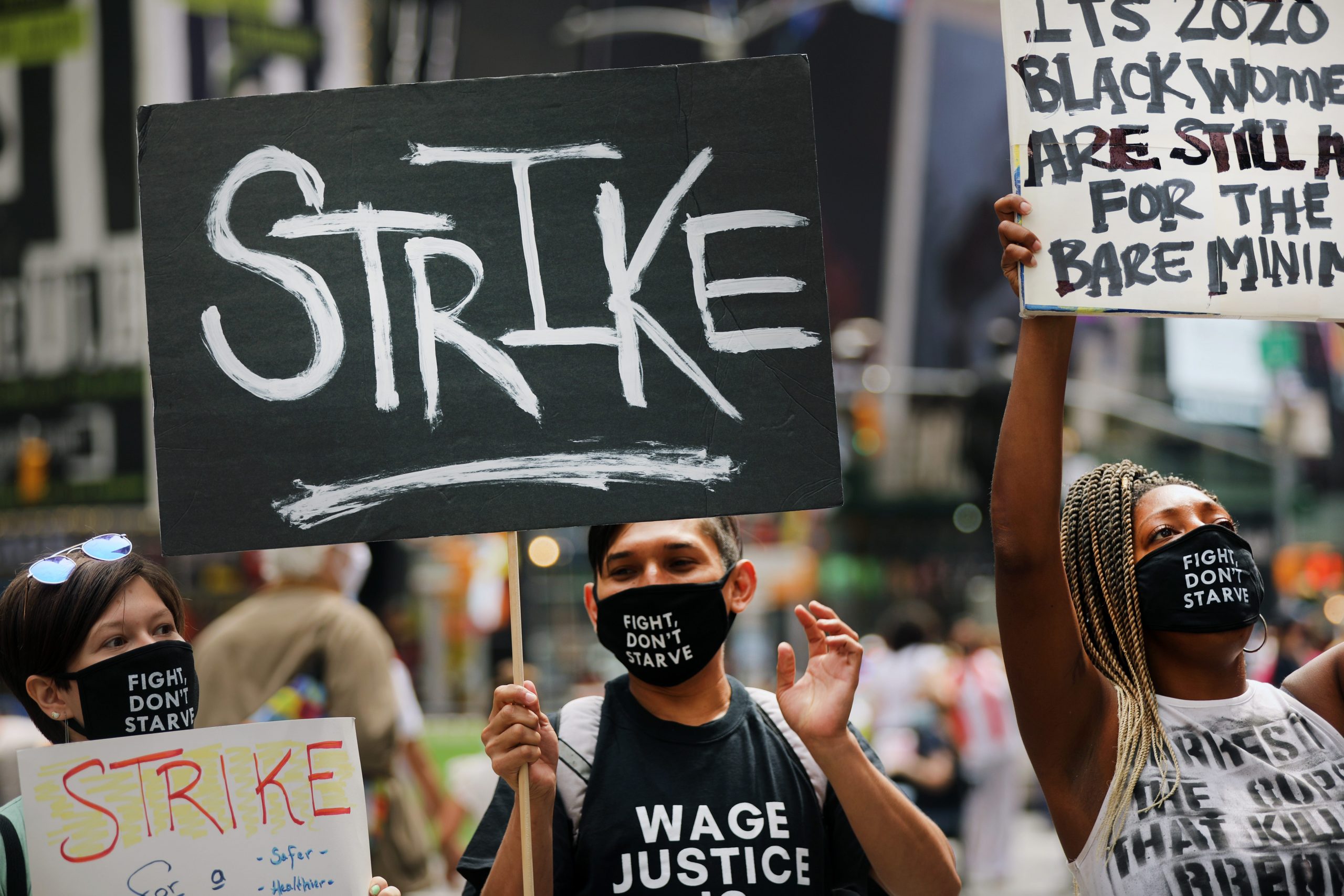 Workers protest unfair conditions in New York City.