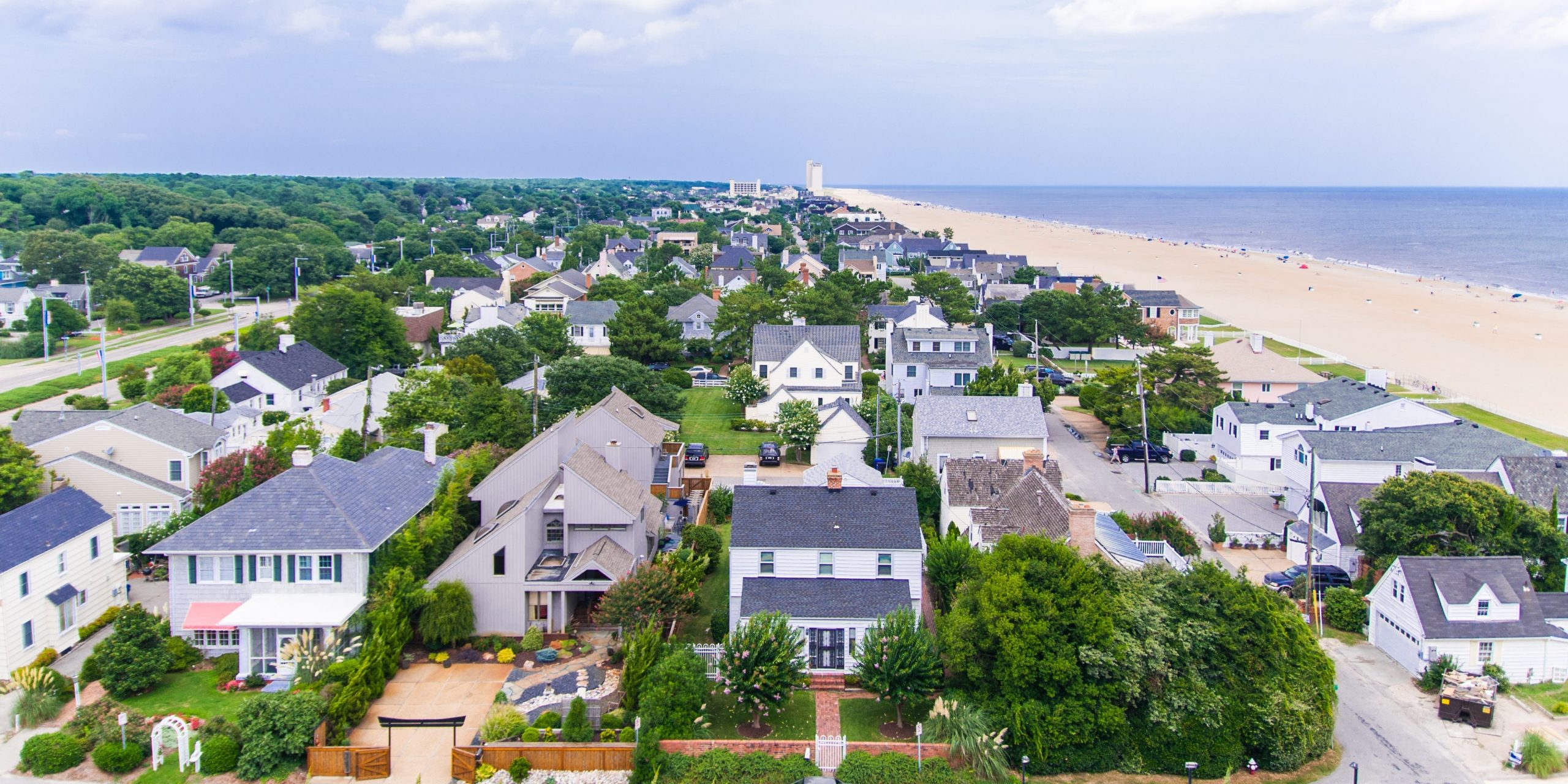 Homes along the beach in Virginia Beach, Virginia.