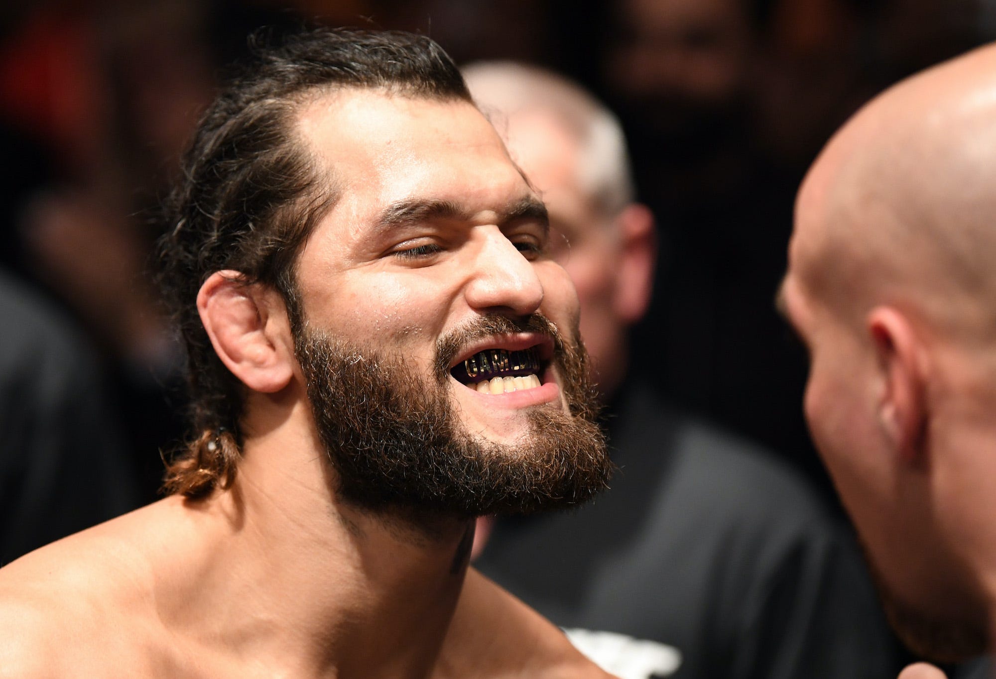 Jorge Masvidal grimaces before he enters the Octagon.