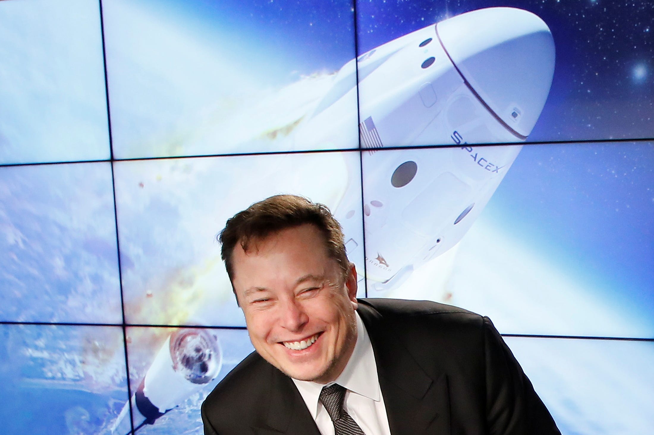 SpaceX founder and chief engineer Elon Musk at a news conference