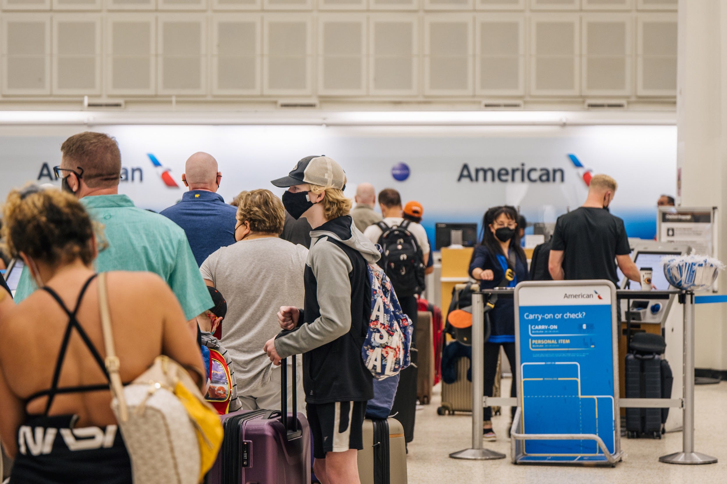 American Airlines airport check-in line