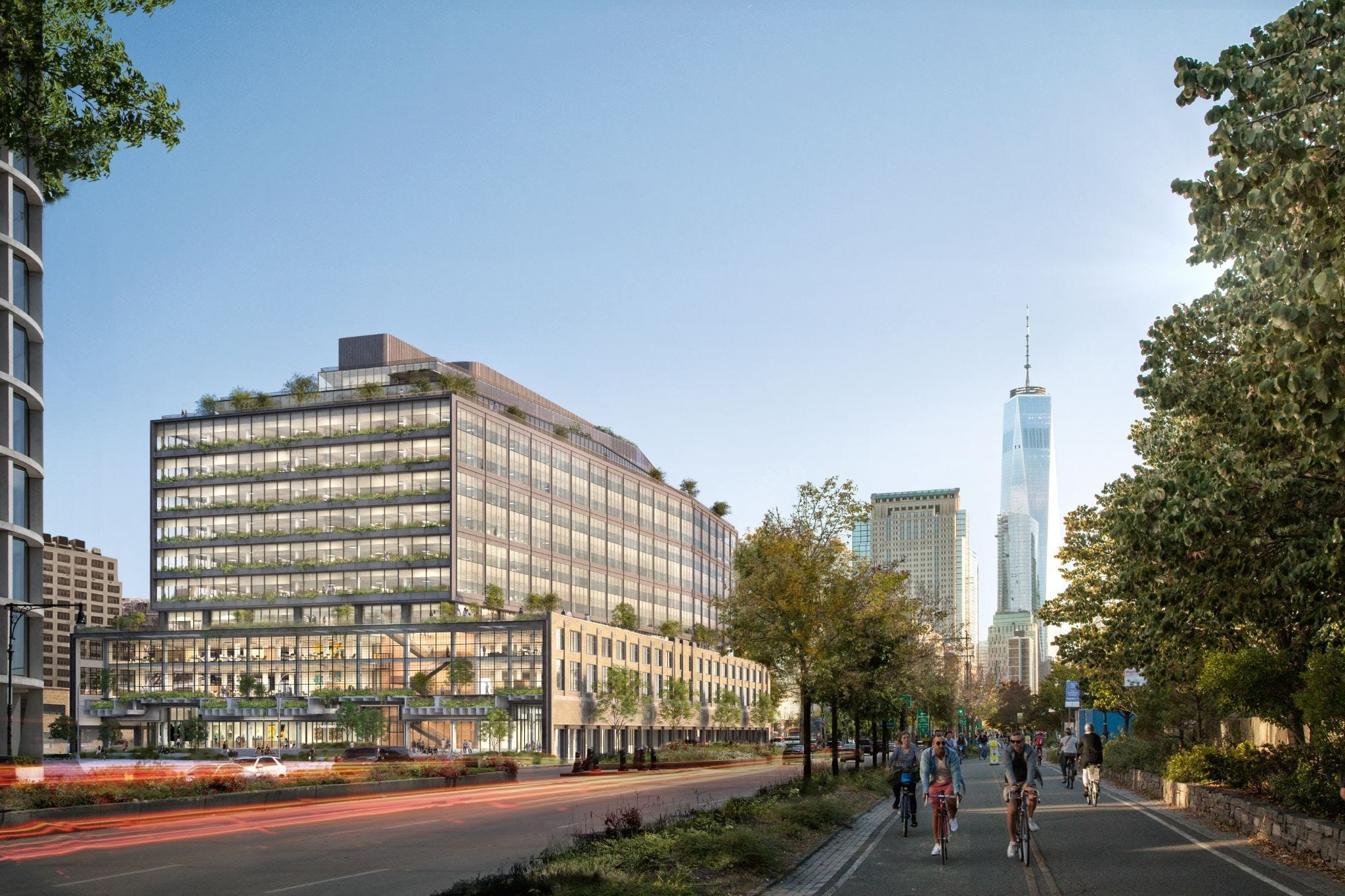 A rendering of Google's mostly glass NYC office building